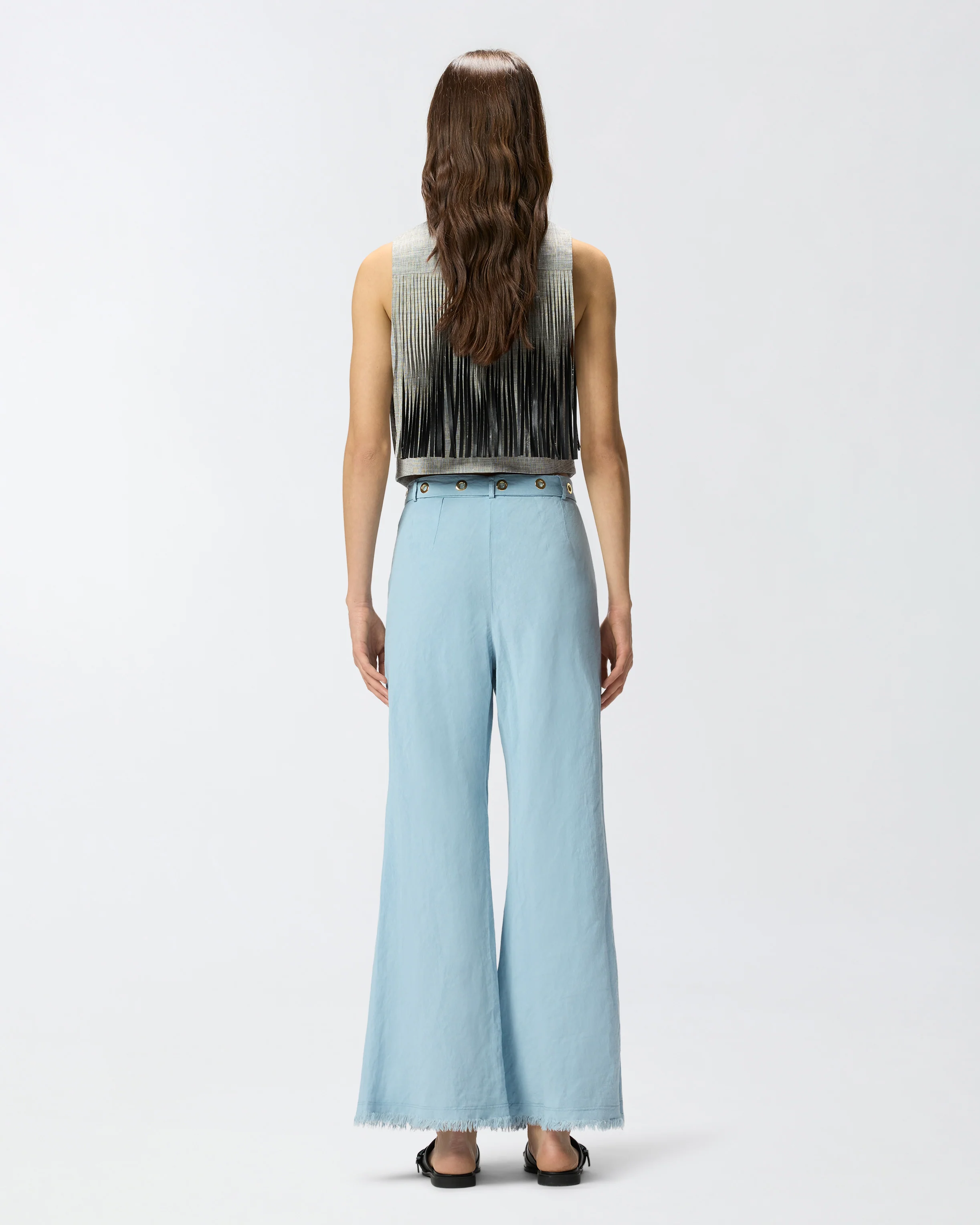 Pantaloni in misto lino con cintura - Image 3