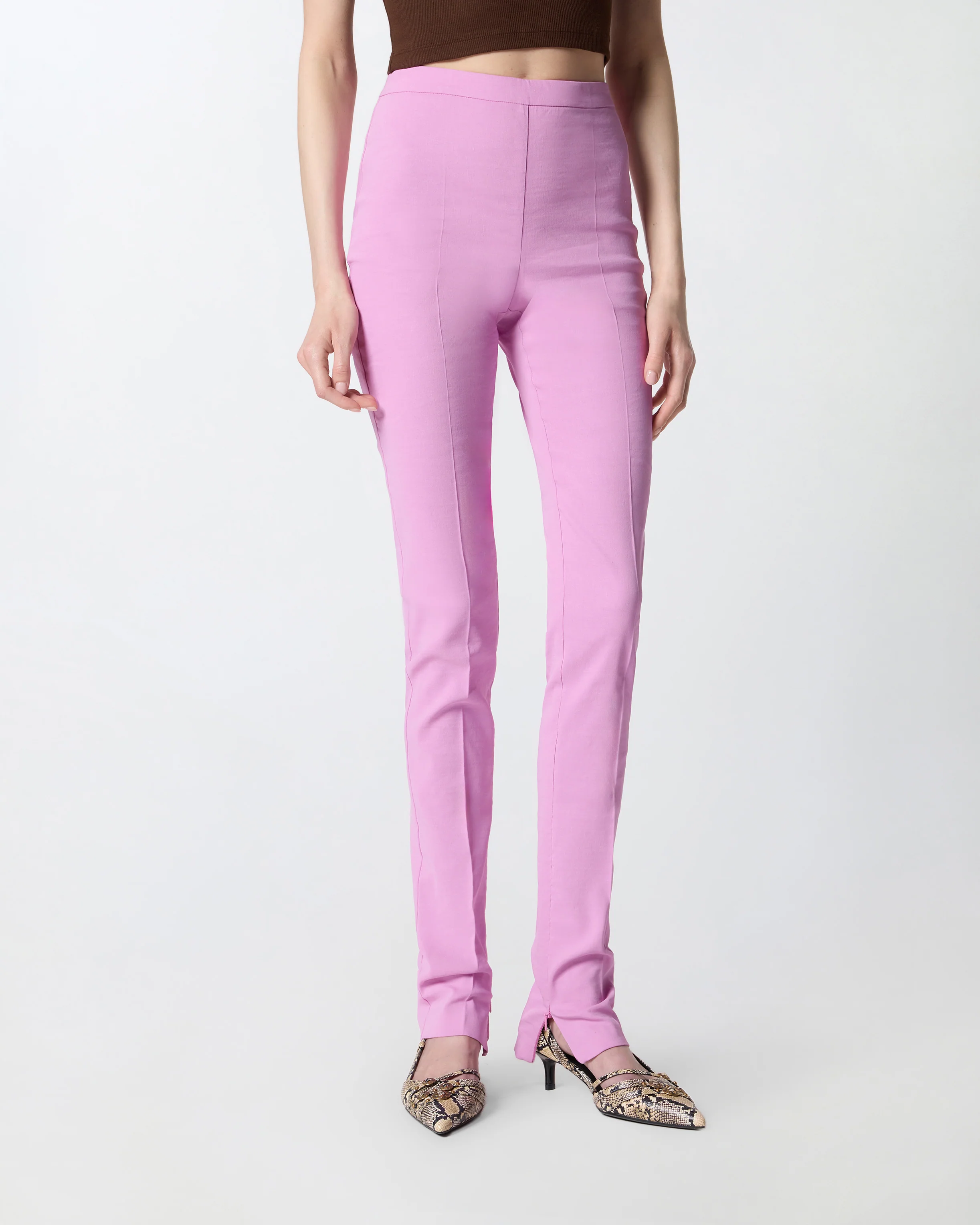 Pantaloni in misto lino con spacco regolabile al fondo - Image 2