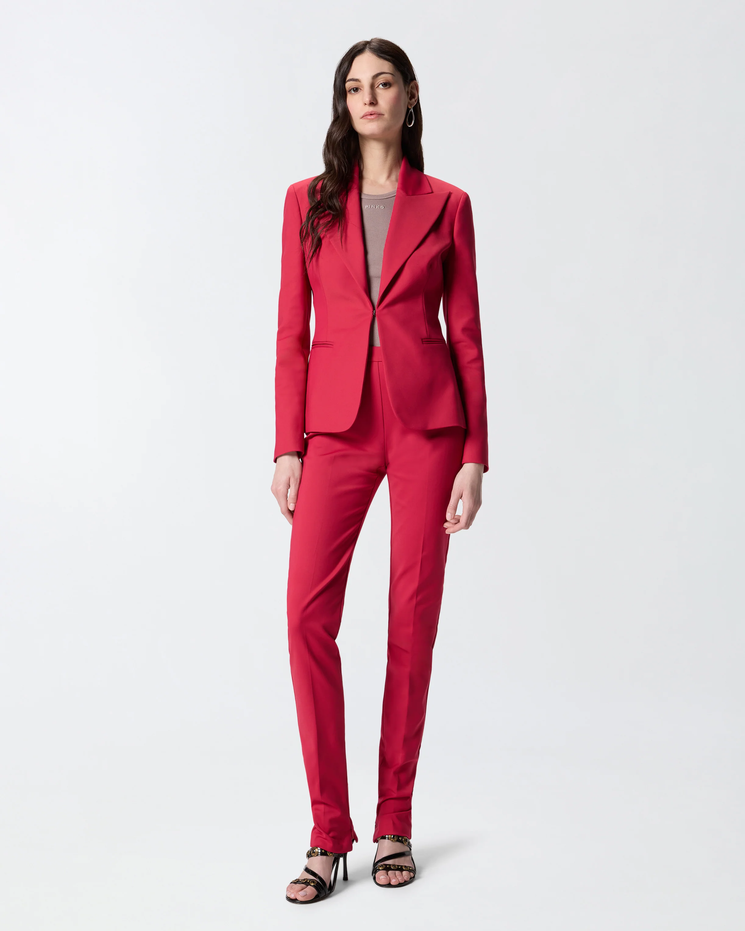 Pantaloni in satin con spacco regolabile al fondo