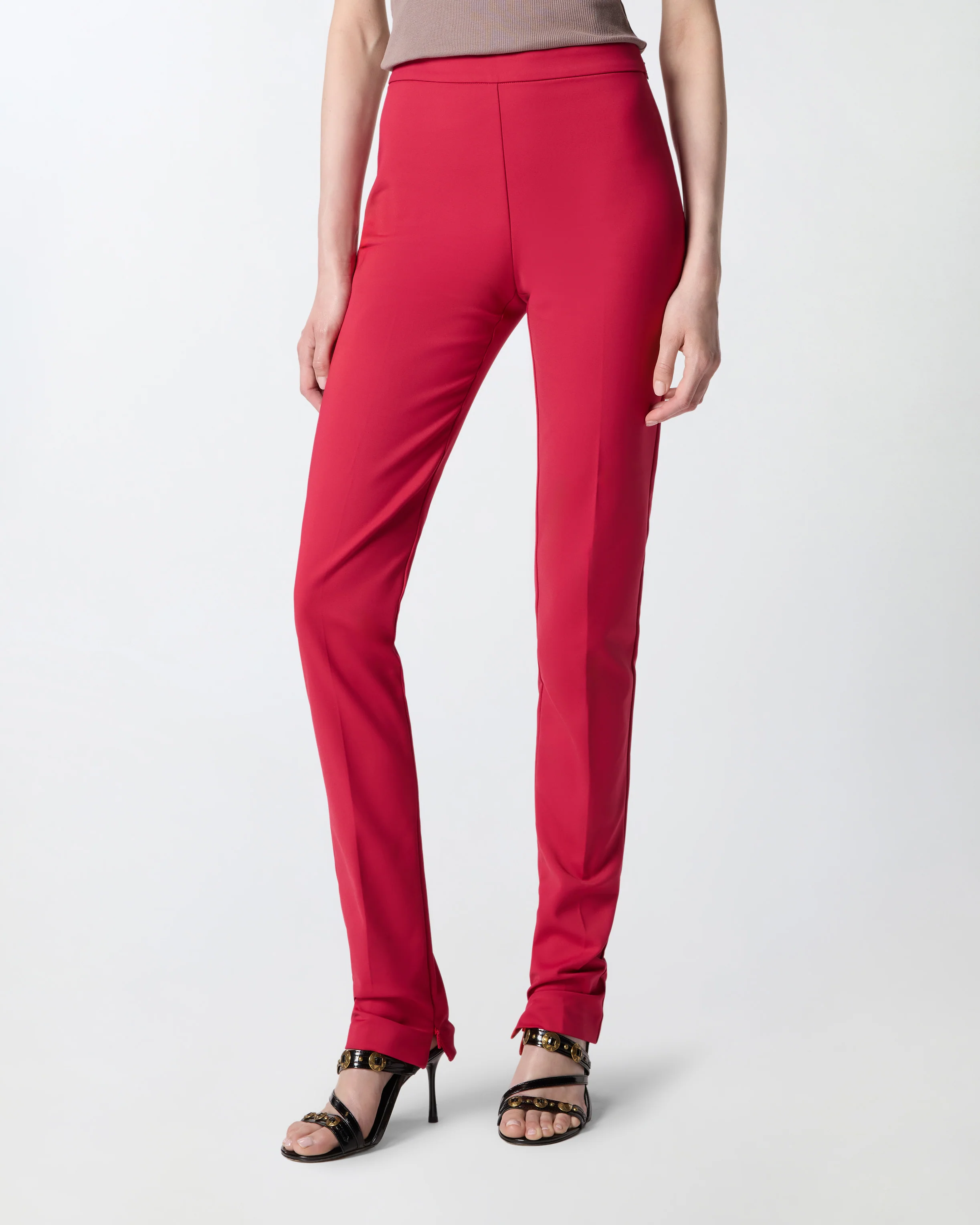Pantaloni in satin con spacco regolabile al fondo - Image 2