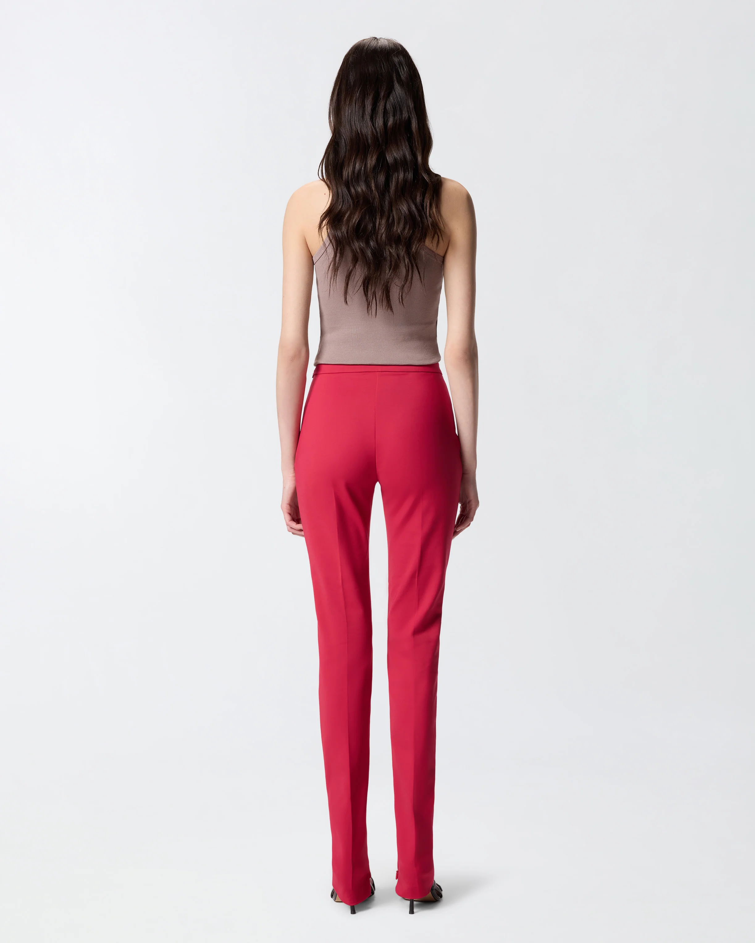 Pantaloni in satin con spacco regolabile al fondo - Image 3