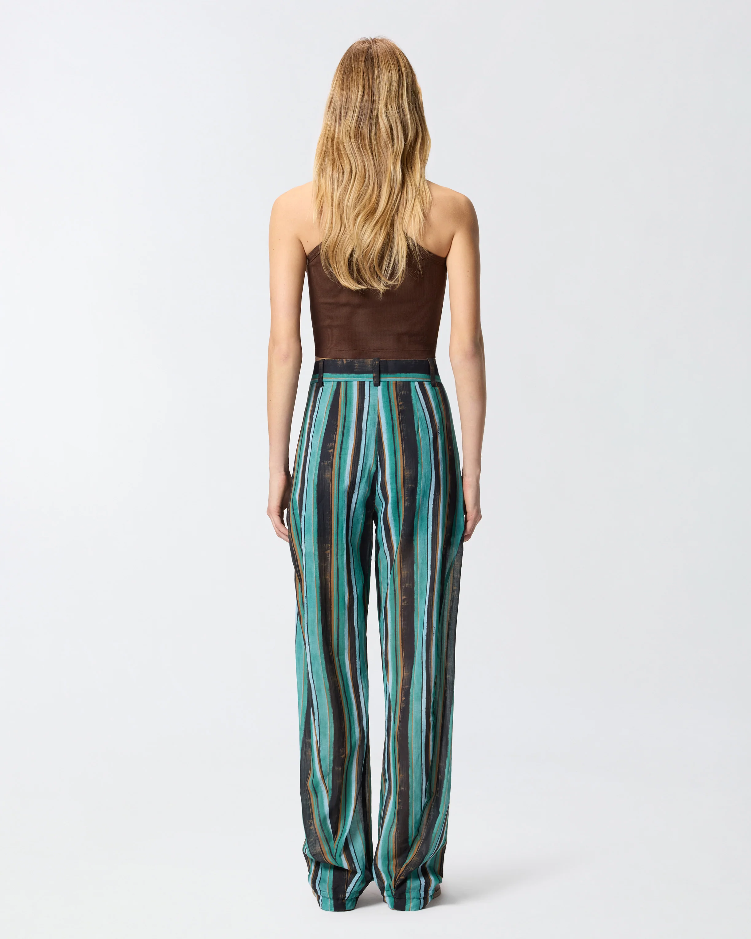 Pantaloni morbidi in cotone con righe effetto pennellato - Image 3