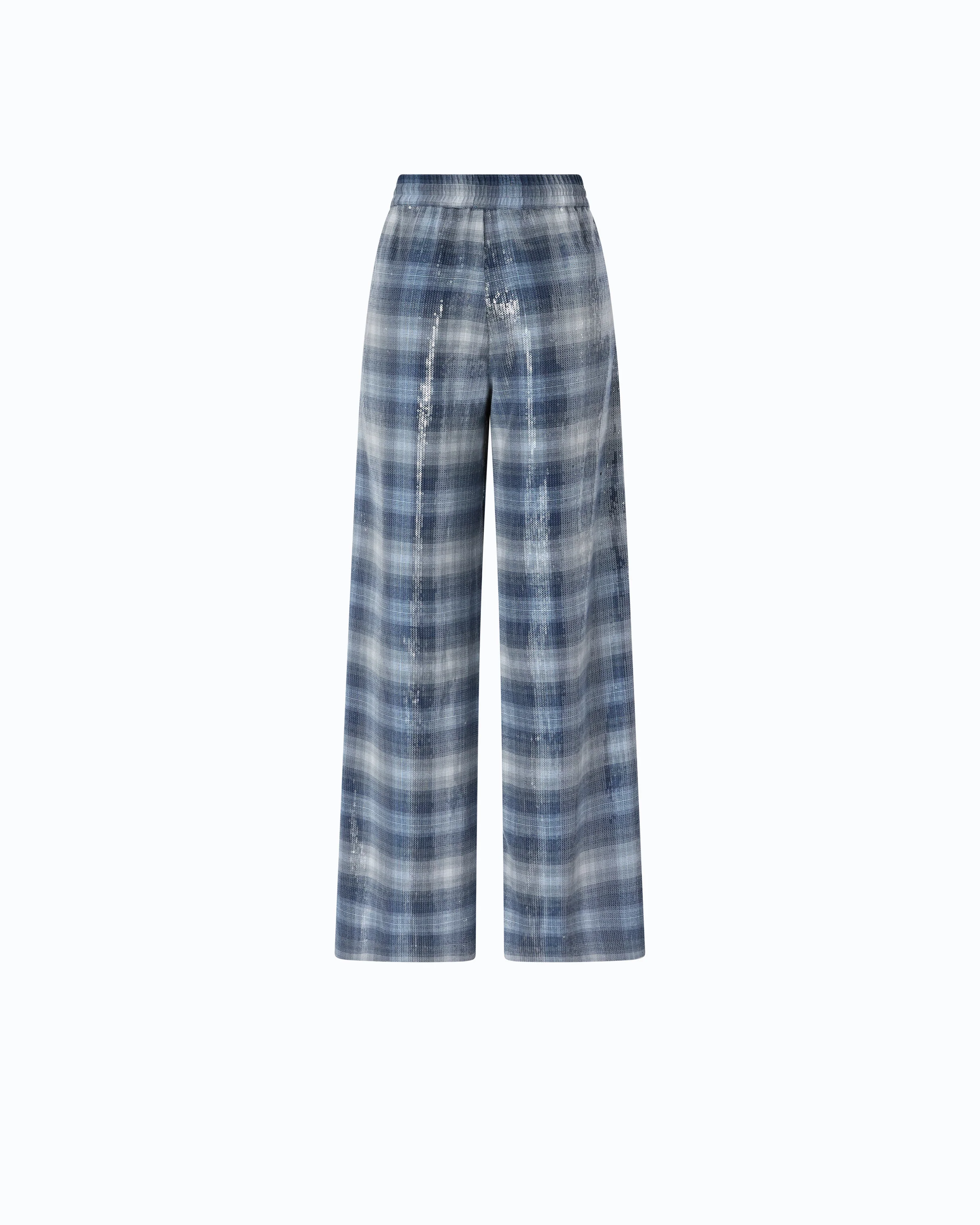 Pantaloni palazzo con motivo check e paillettes - Image 6