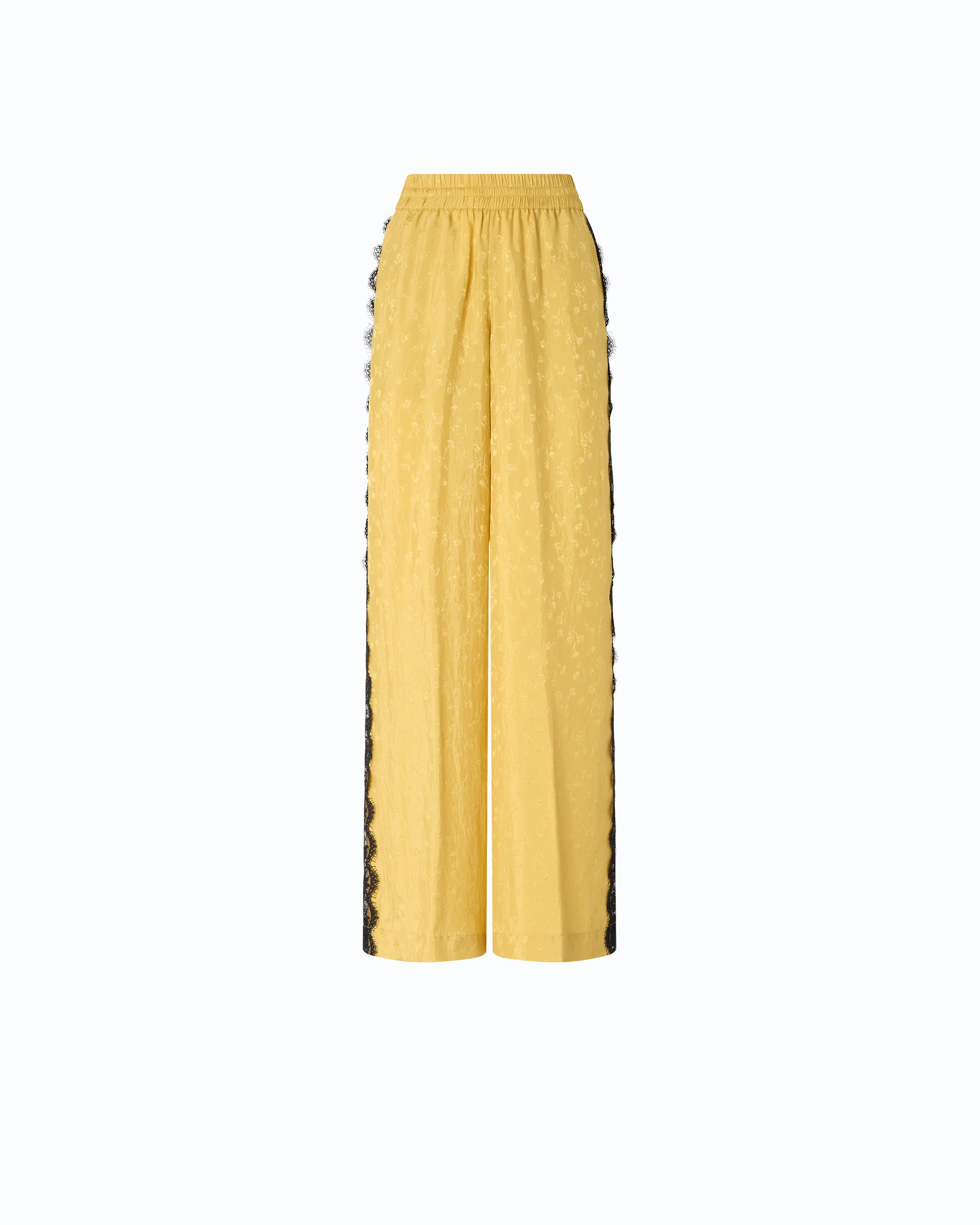 Pantaloni palazzo con motivo floreale e banda in pizzo - Image 5
