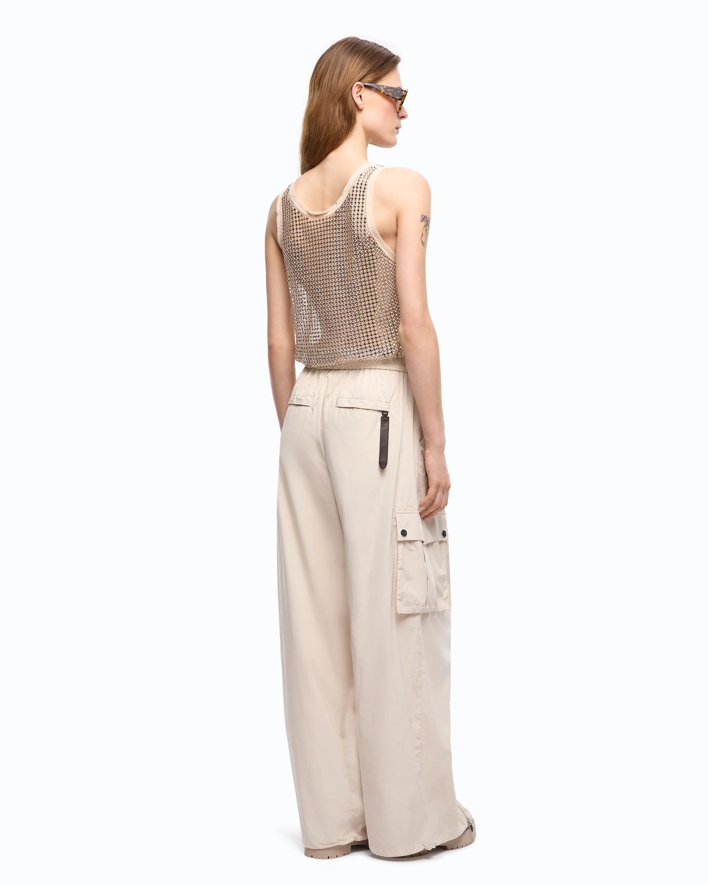Pantaloni palazzo con zip e tasche cargo - Image 4