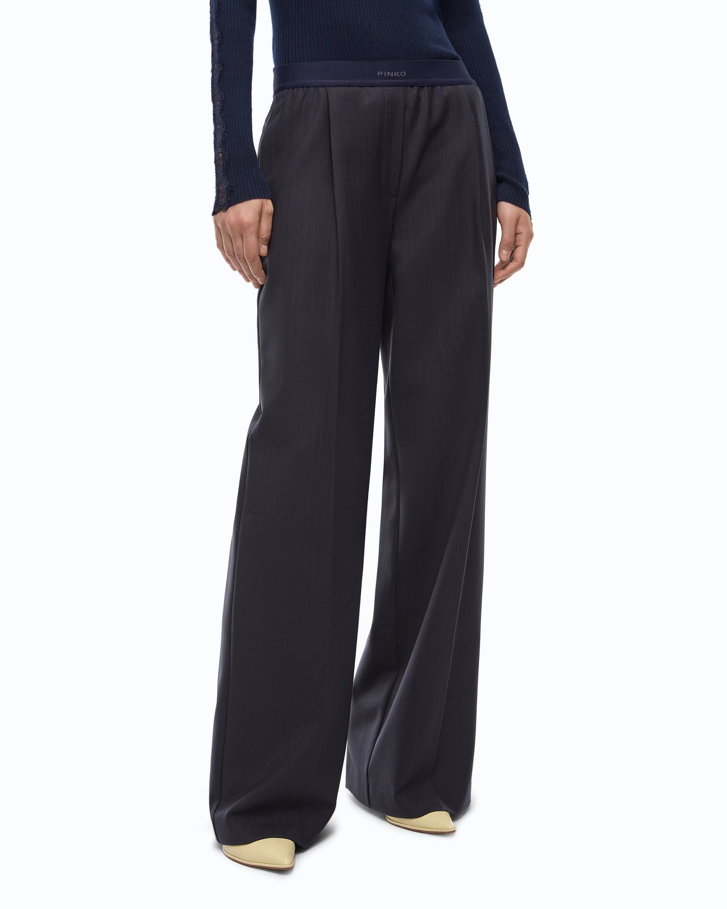 Pantaloni palazzo in misto lana stretch - Image 2