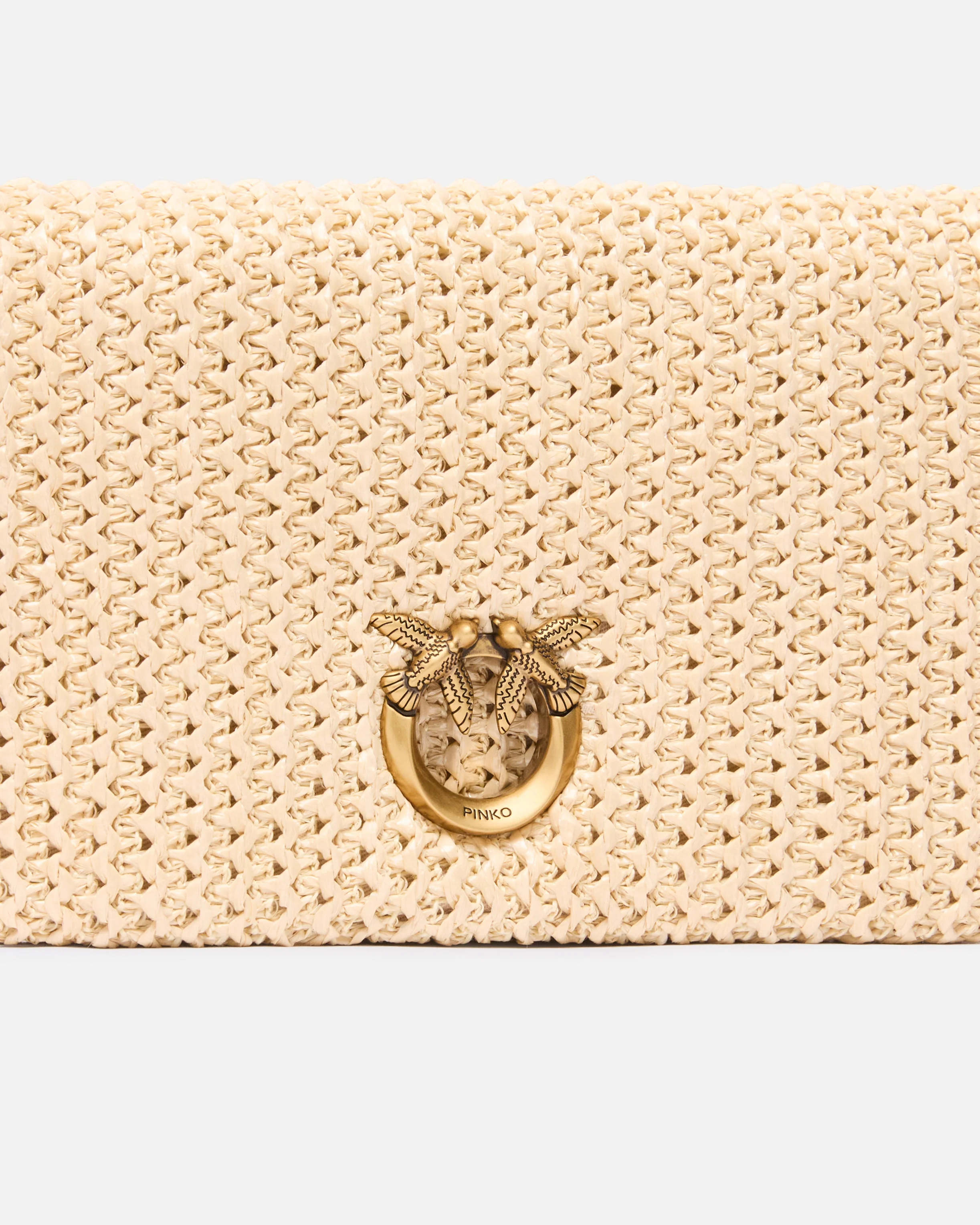 Pochette a tracolla piccola Love Bag Click Soft Horizontal Mini in rafia - Image 3
