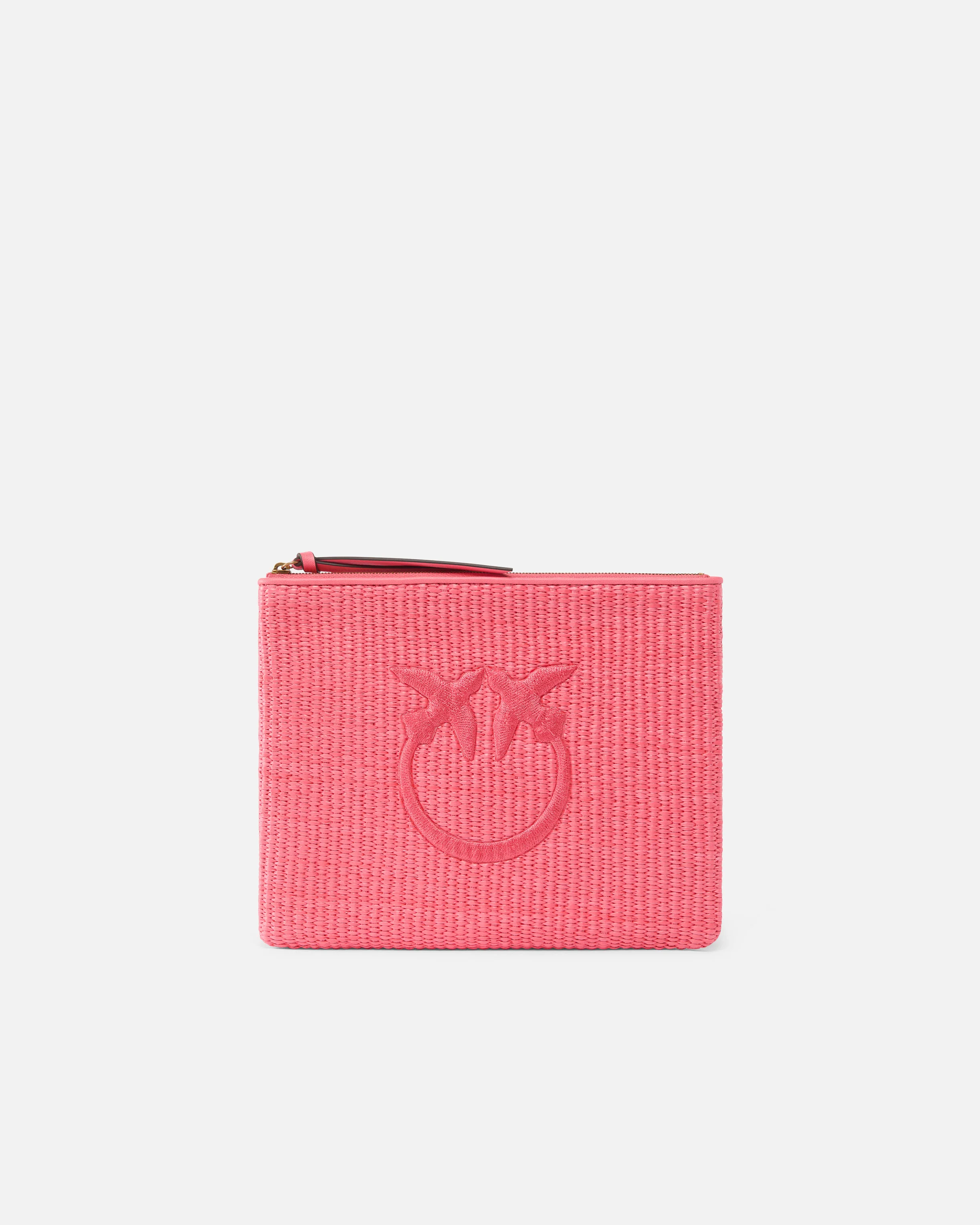 Pochette in rafia con logo Love Birds