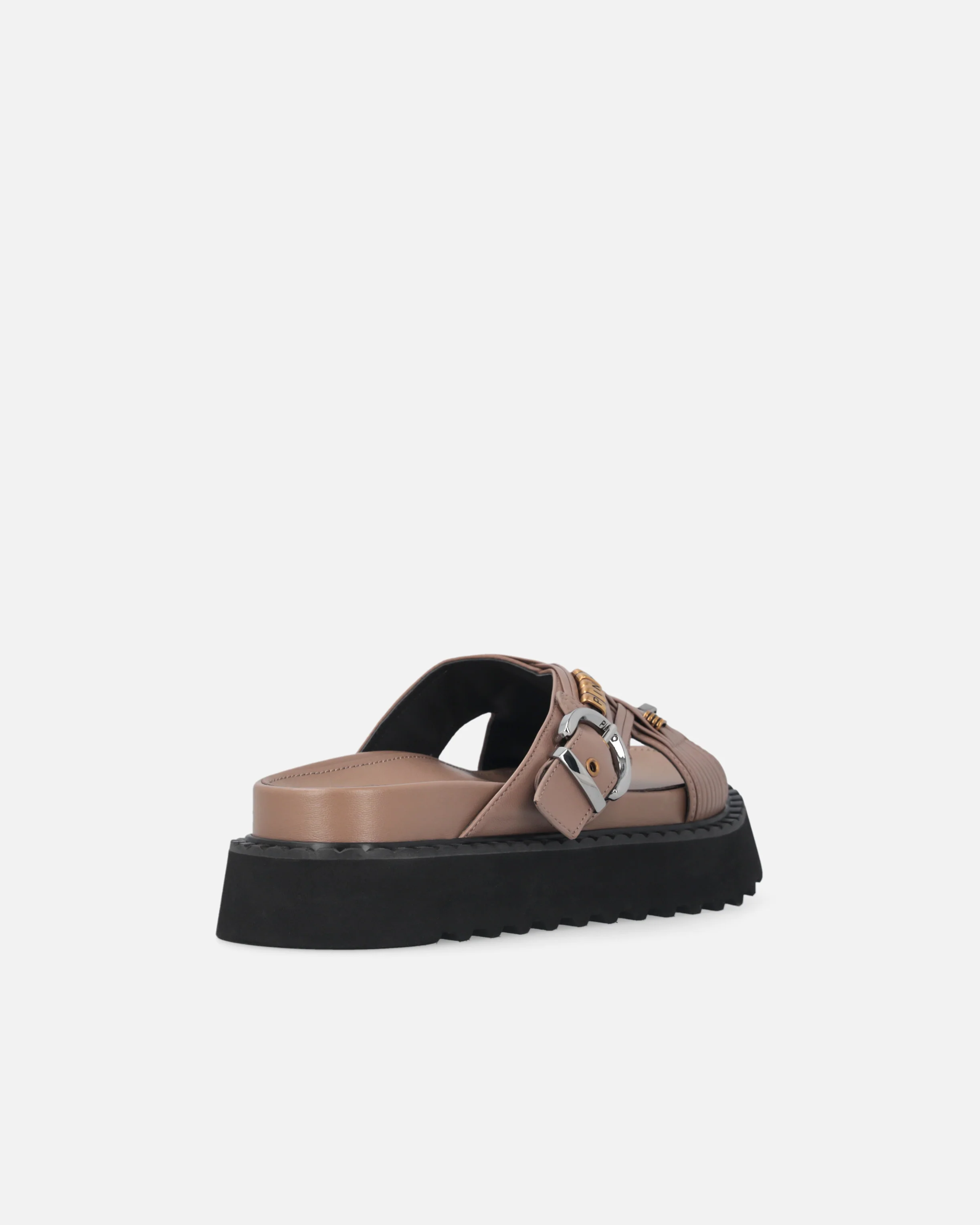Sandali slide in nappa intrecciata con anelli metallici - Image 3