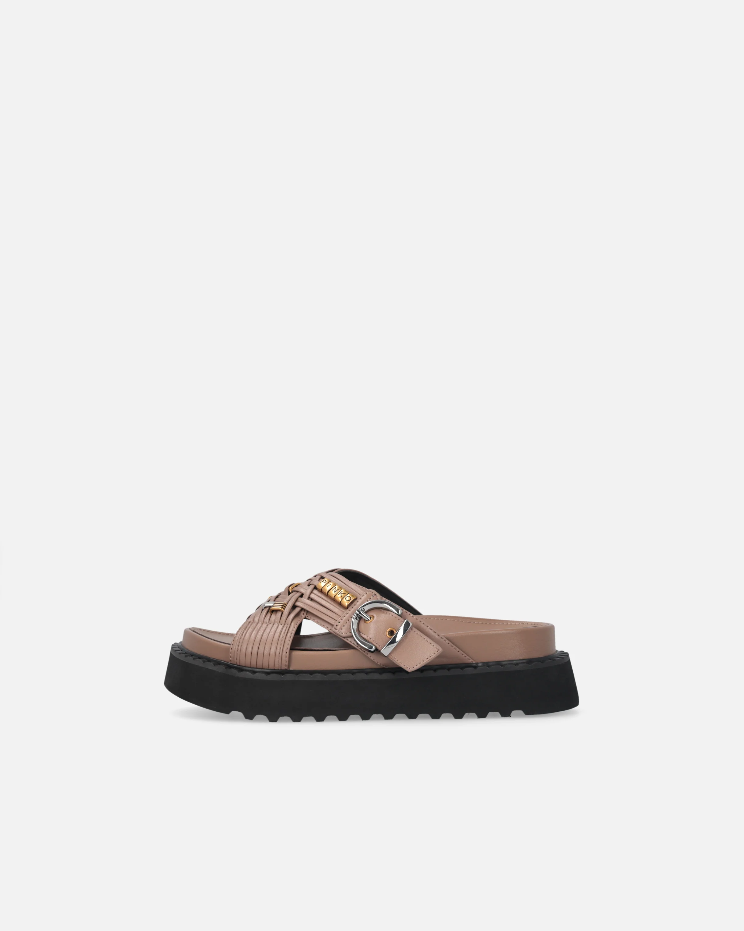 Sandali slide in nappa intrecciata con anelli metallici - Image 5