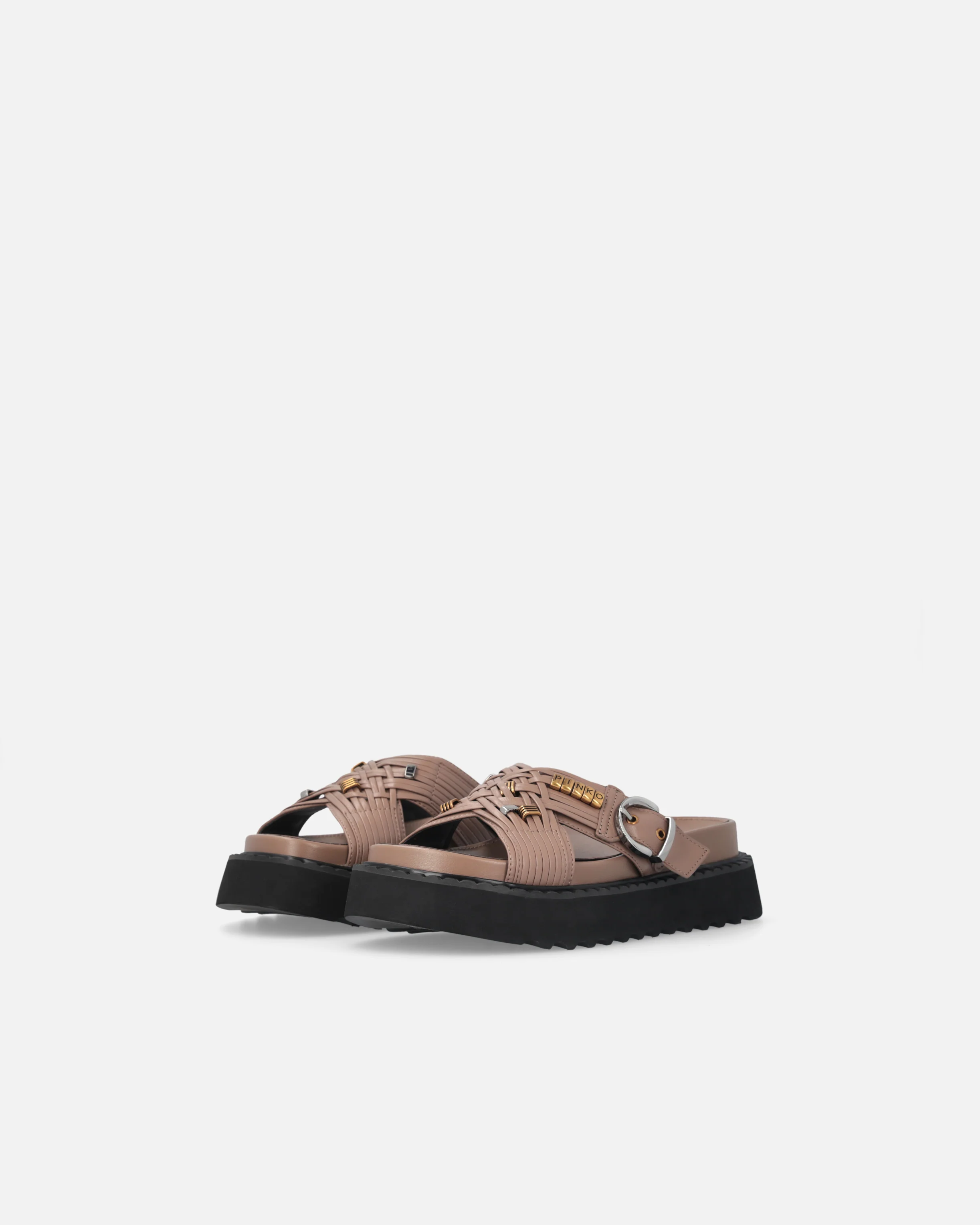 Sandali slide in nappa intrecciata con anelli metallici - Image 6