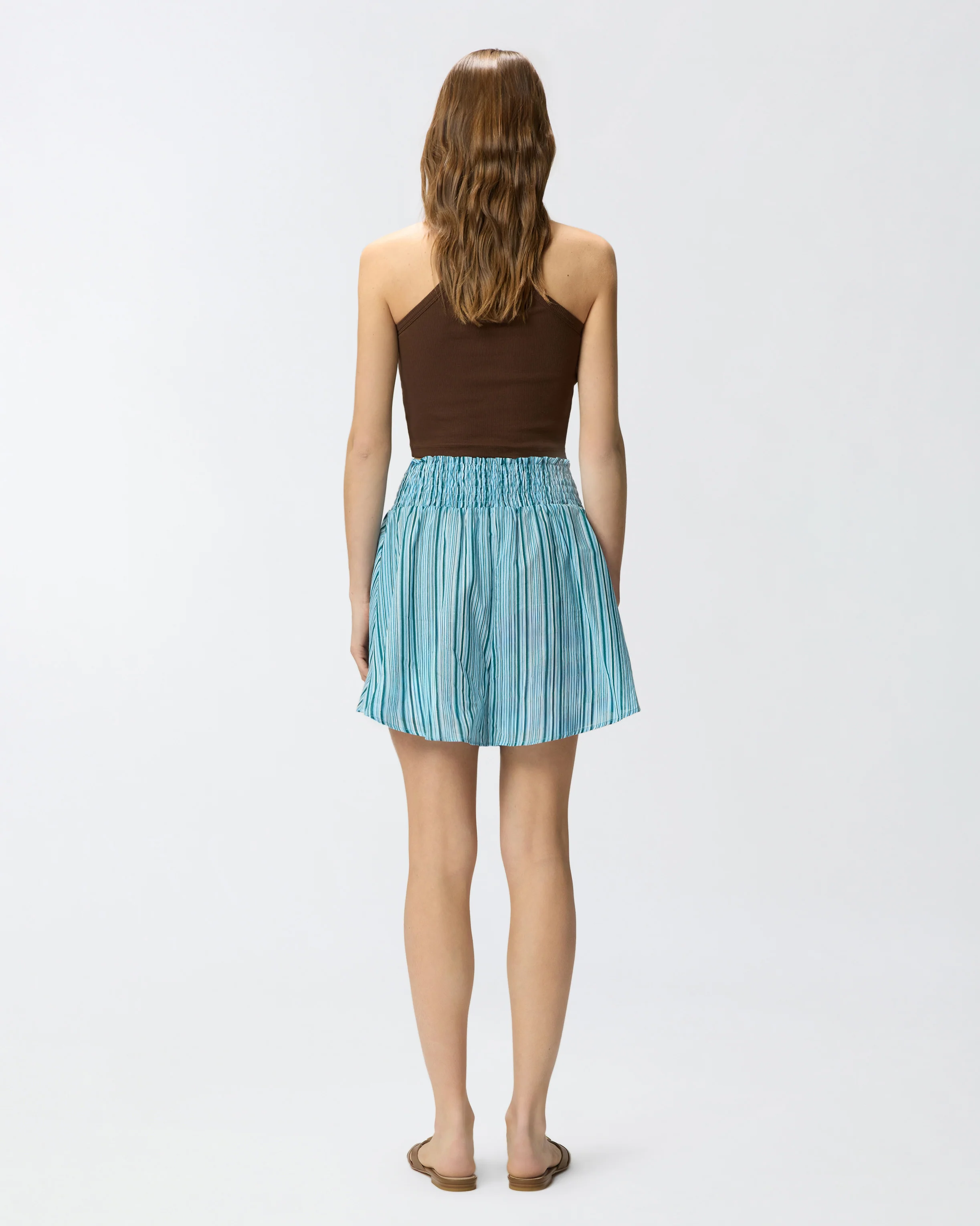 Shorts in cotone a righe con vita elasticizzata - Image 3