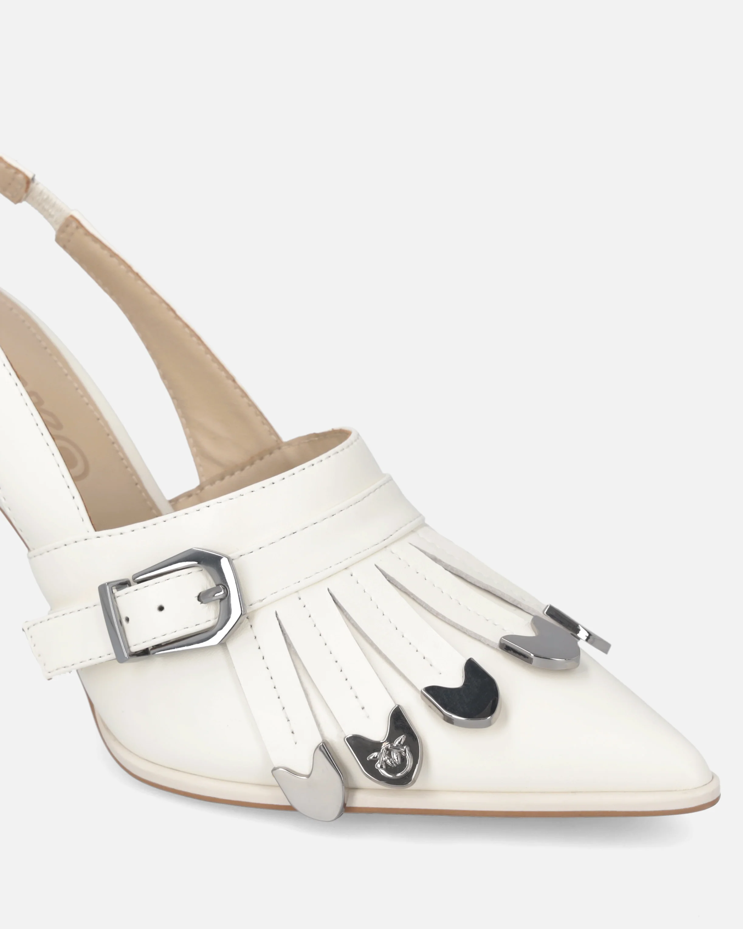 Slingback in pelle con dettagli selleria - Image 4