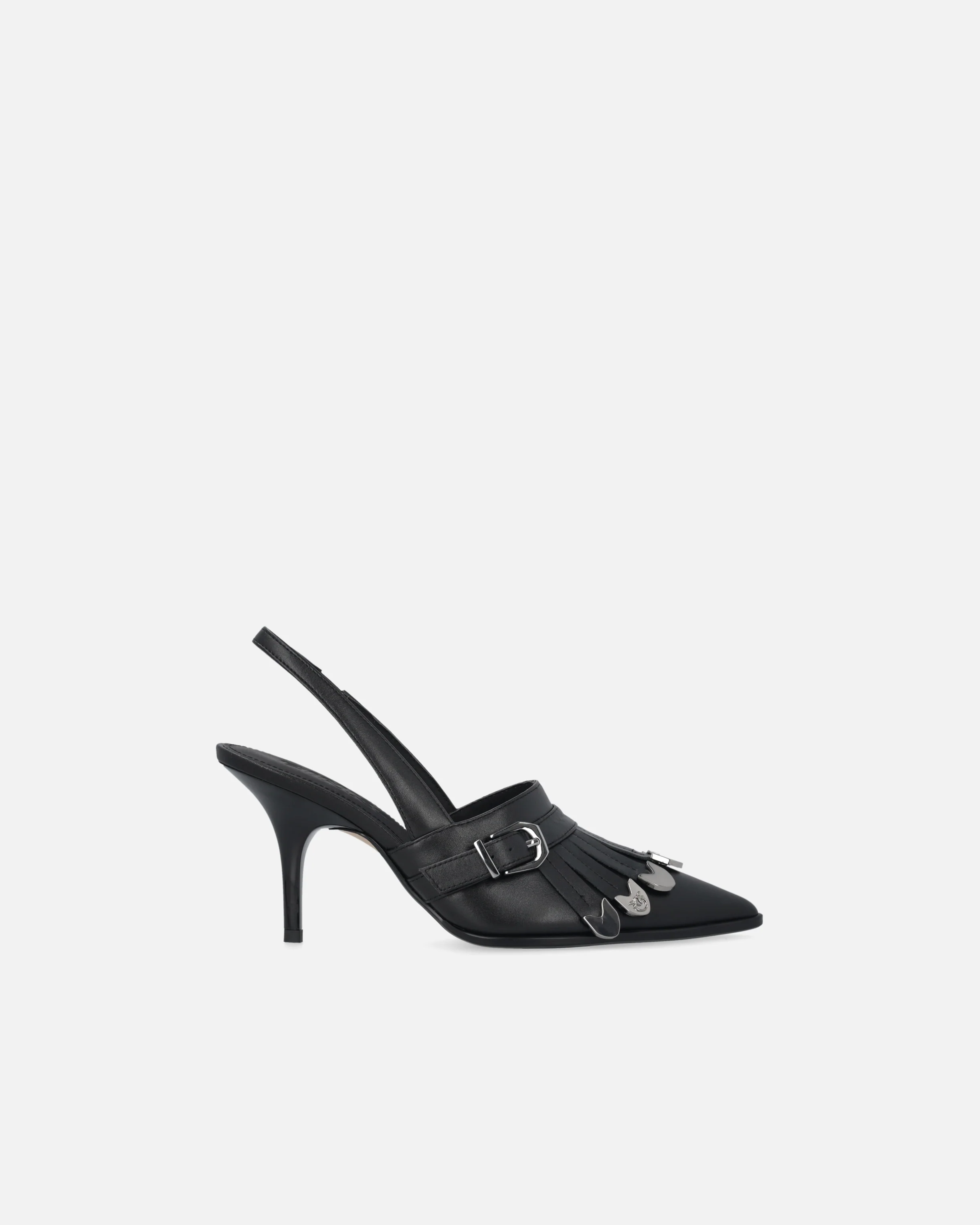 Slingback in pelle con dettagli selleria