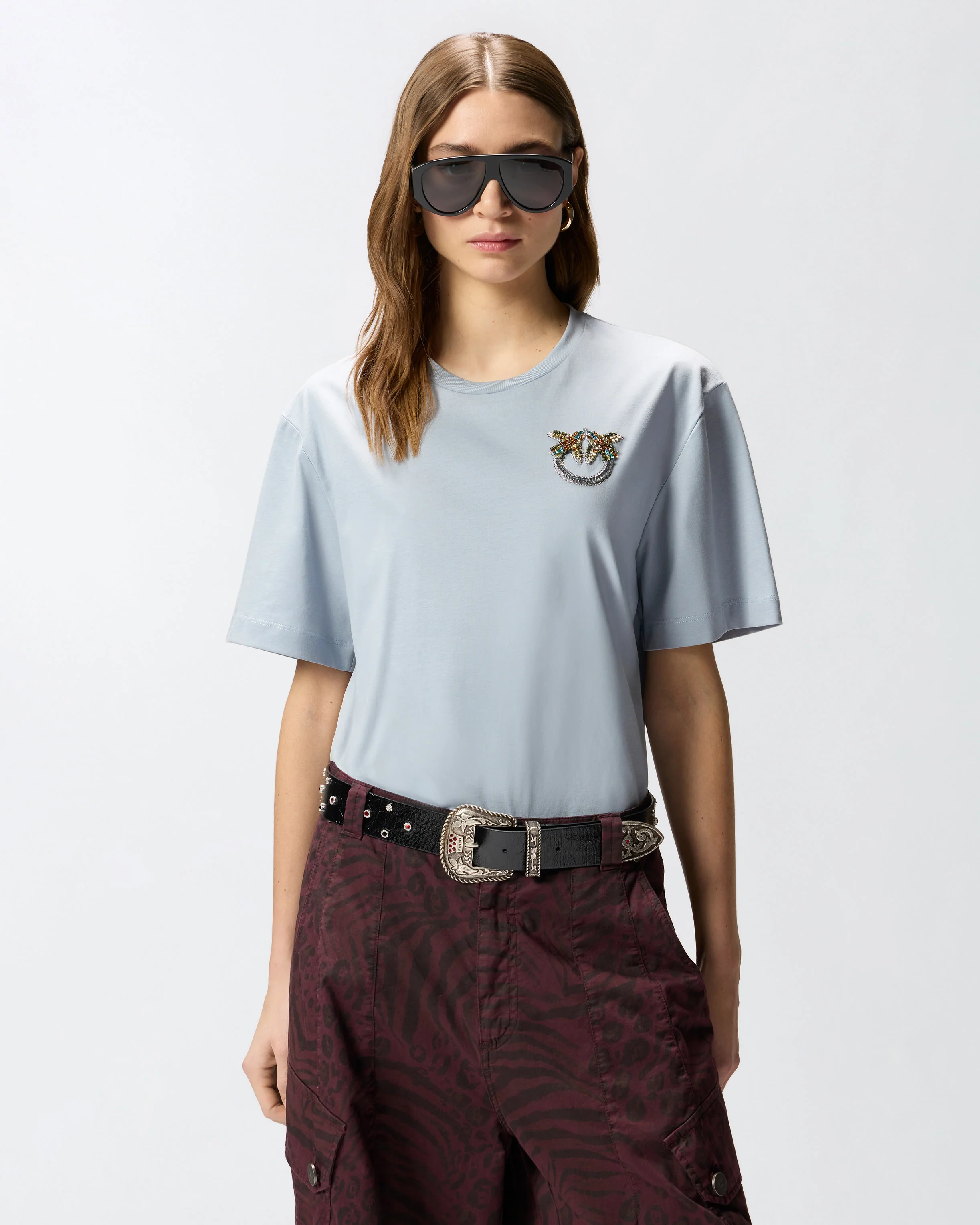 T-shirt con applicazione gioiello Love Birds