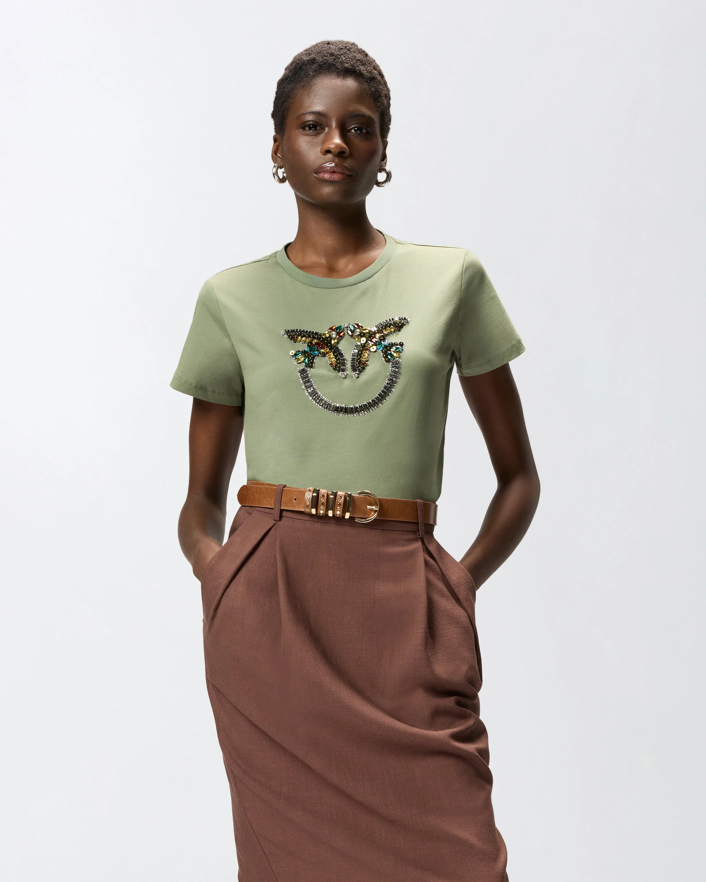 T-shirt con maxi ricamo gioiello Love Birds