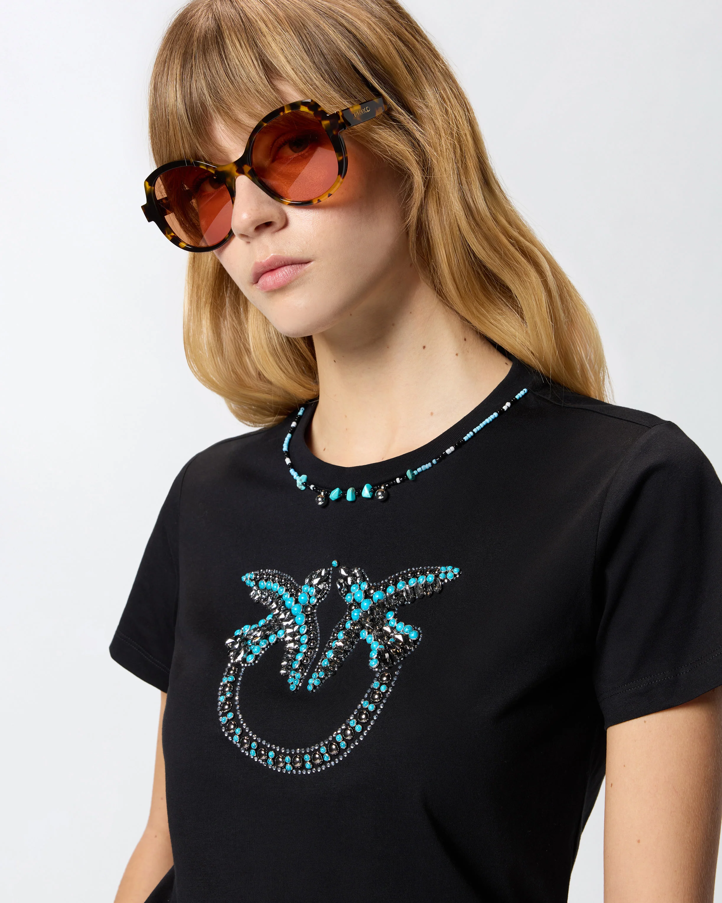 T-shirt con maxi ricamo gioiello Love Birds - Image 4