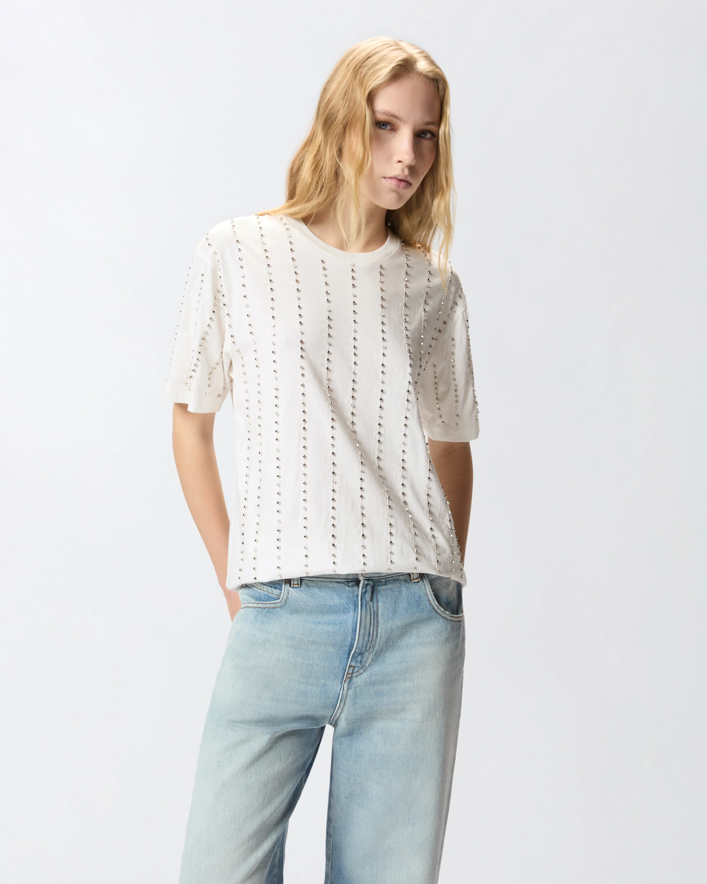 T-shirt con righe gioiello
