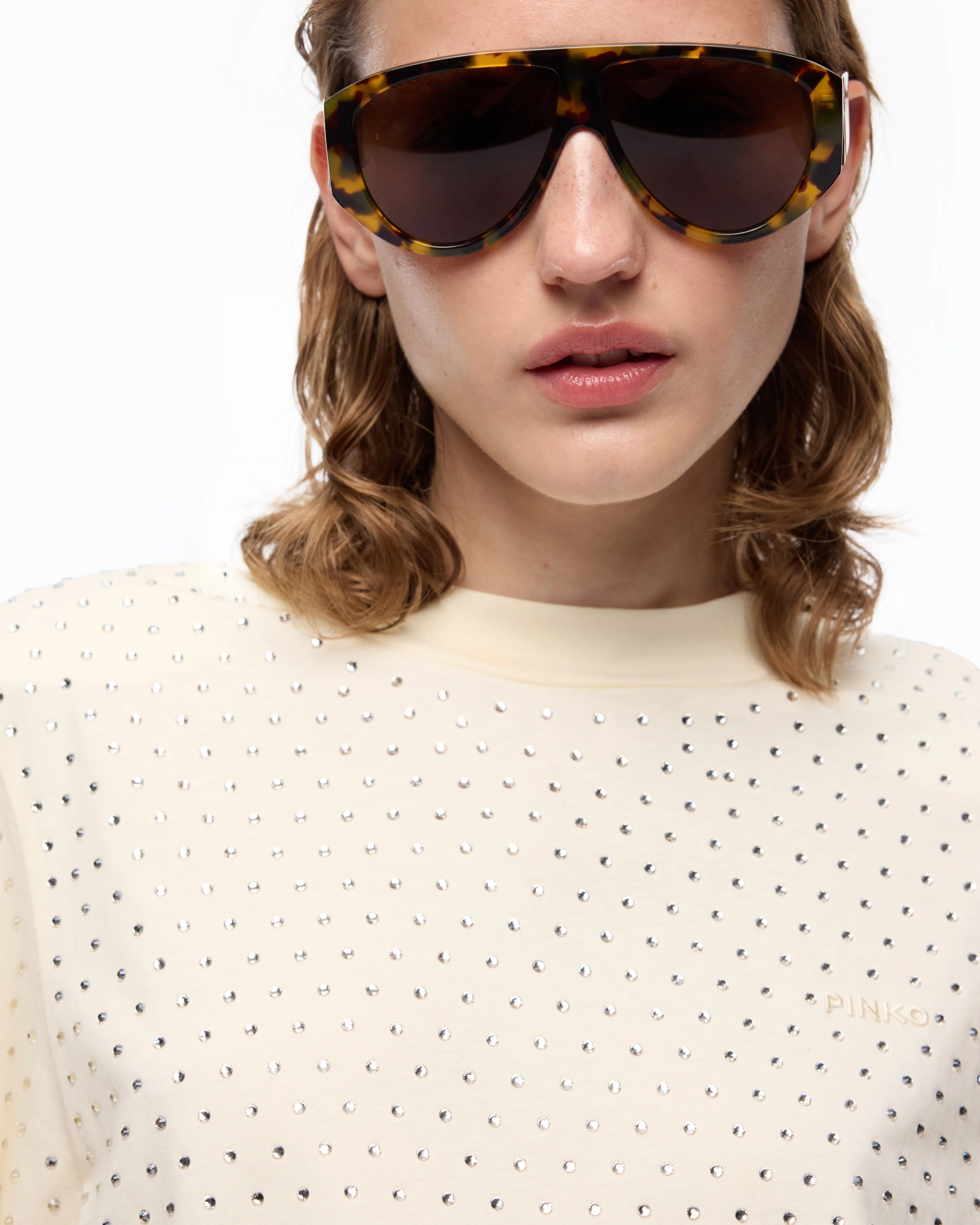 T-shirt con strass e logo - Image 3