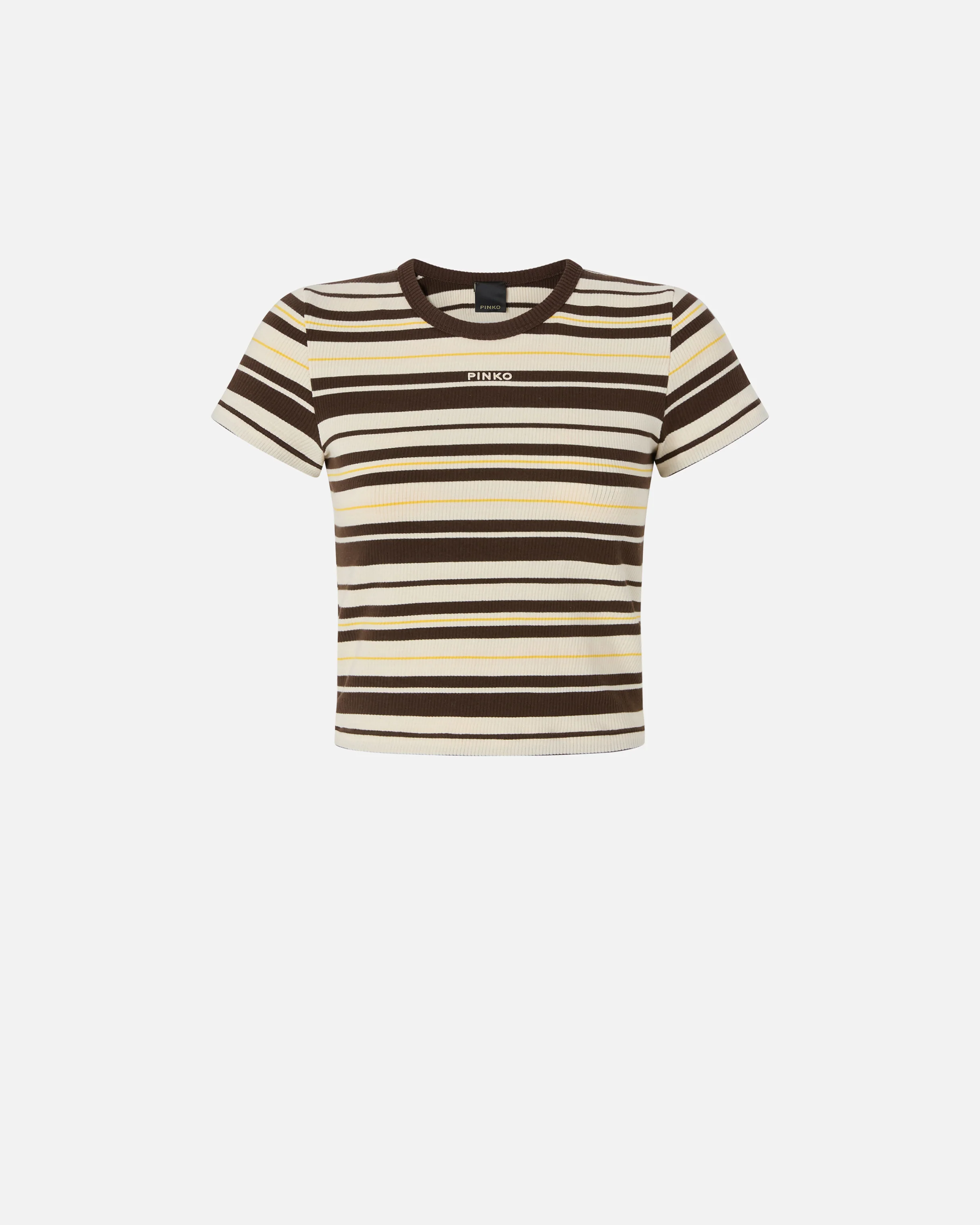 T-shirt cropped a righe con logo PINKO - Image 5