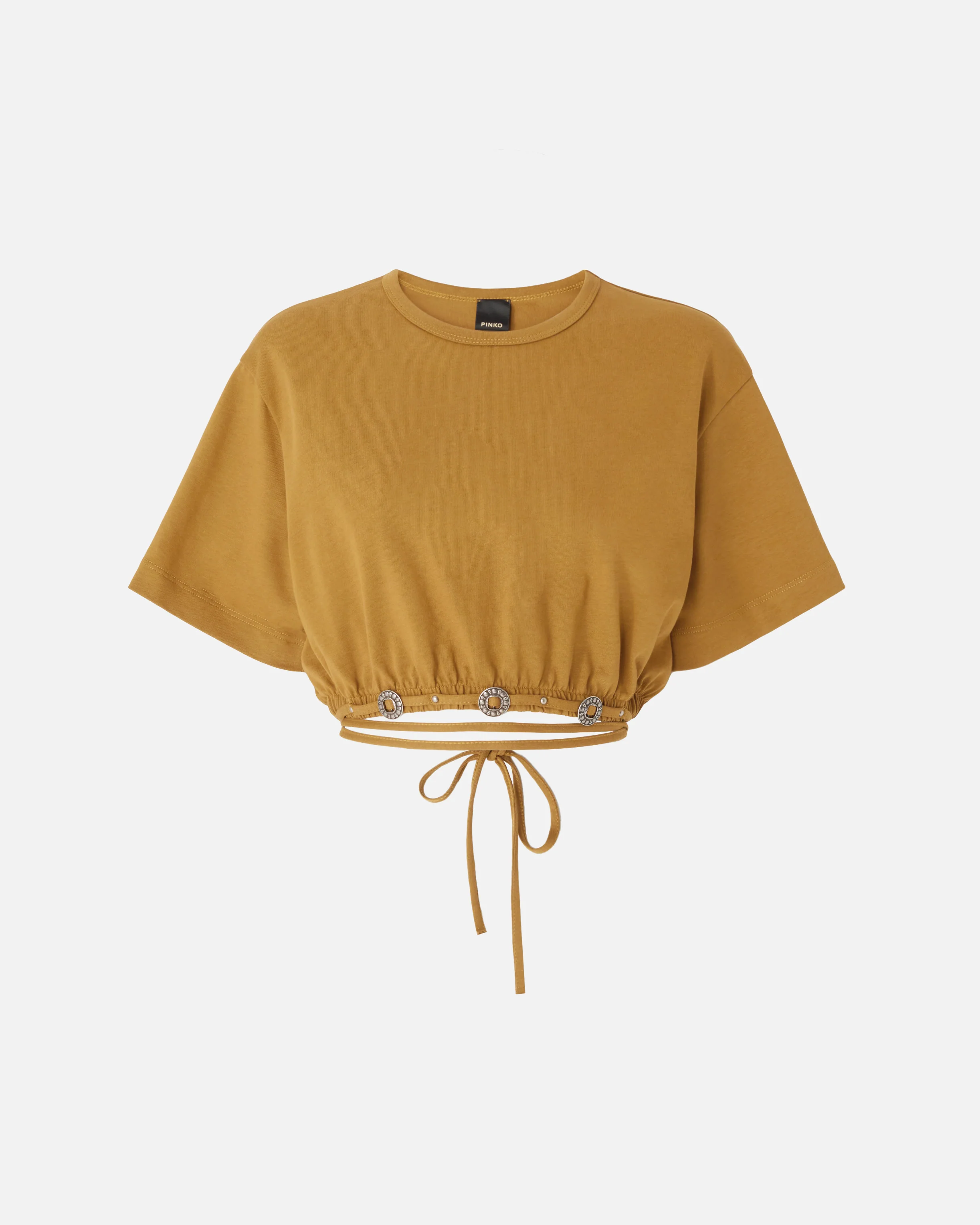 T-shirt cropped con laccio e dettagli texani - Image 5