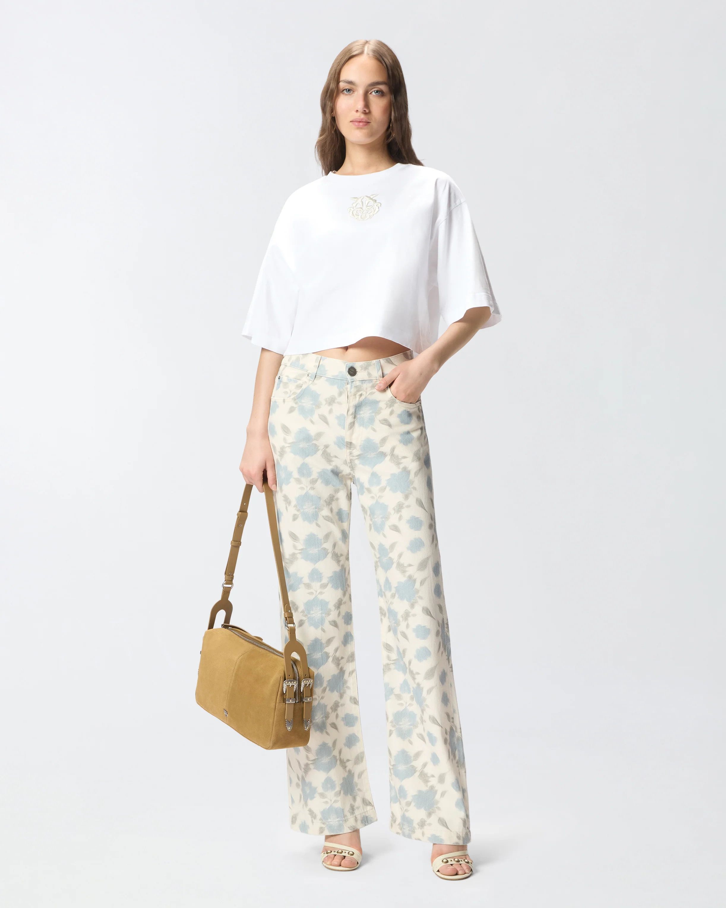 T-shirt cropped con ricamo Love Birds - Image 2
