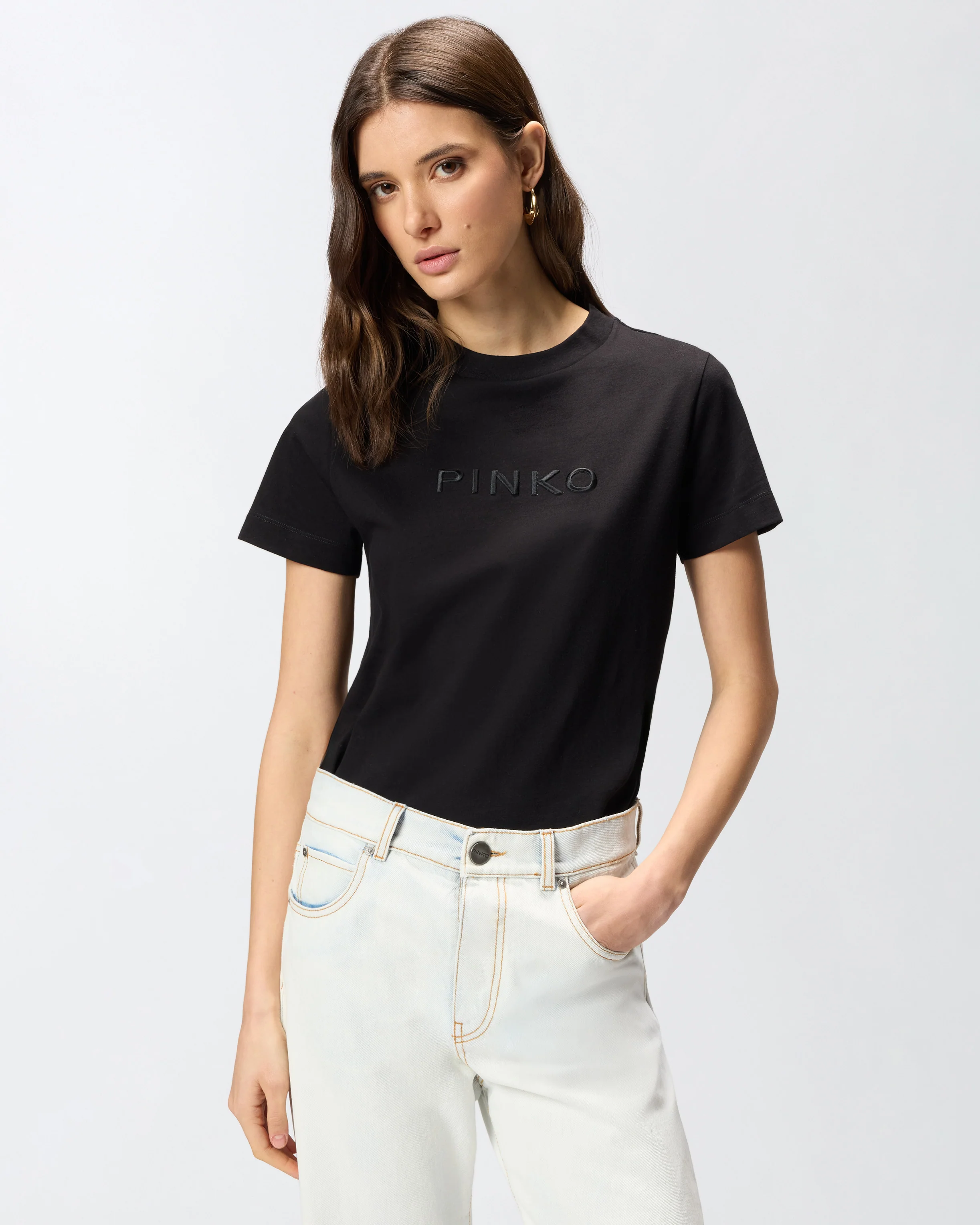 T-shirt ricamo logo PINKO