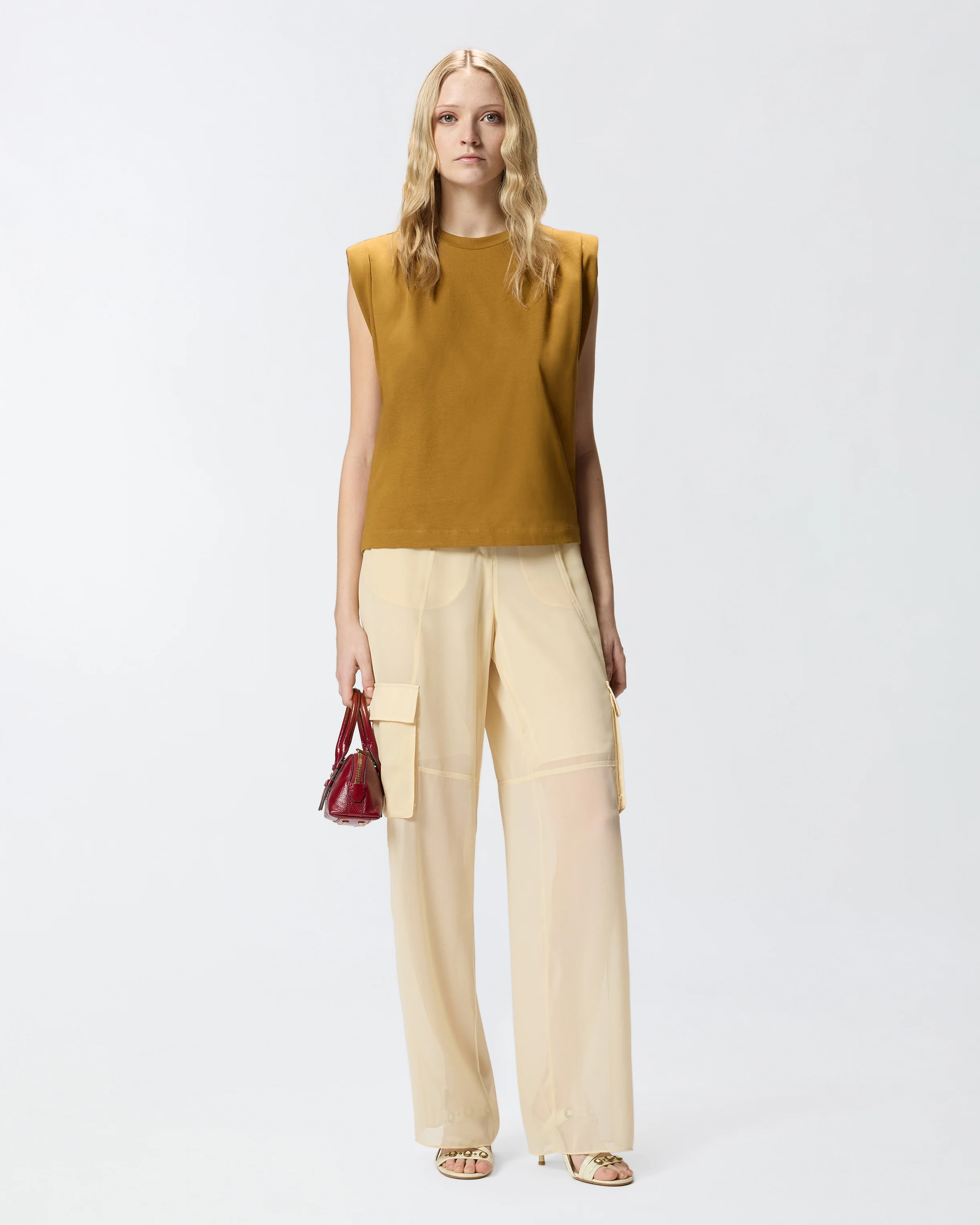 T-shirt smanicata in jersey doppio - Image 2
