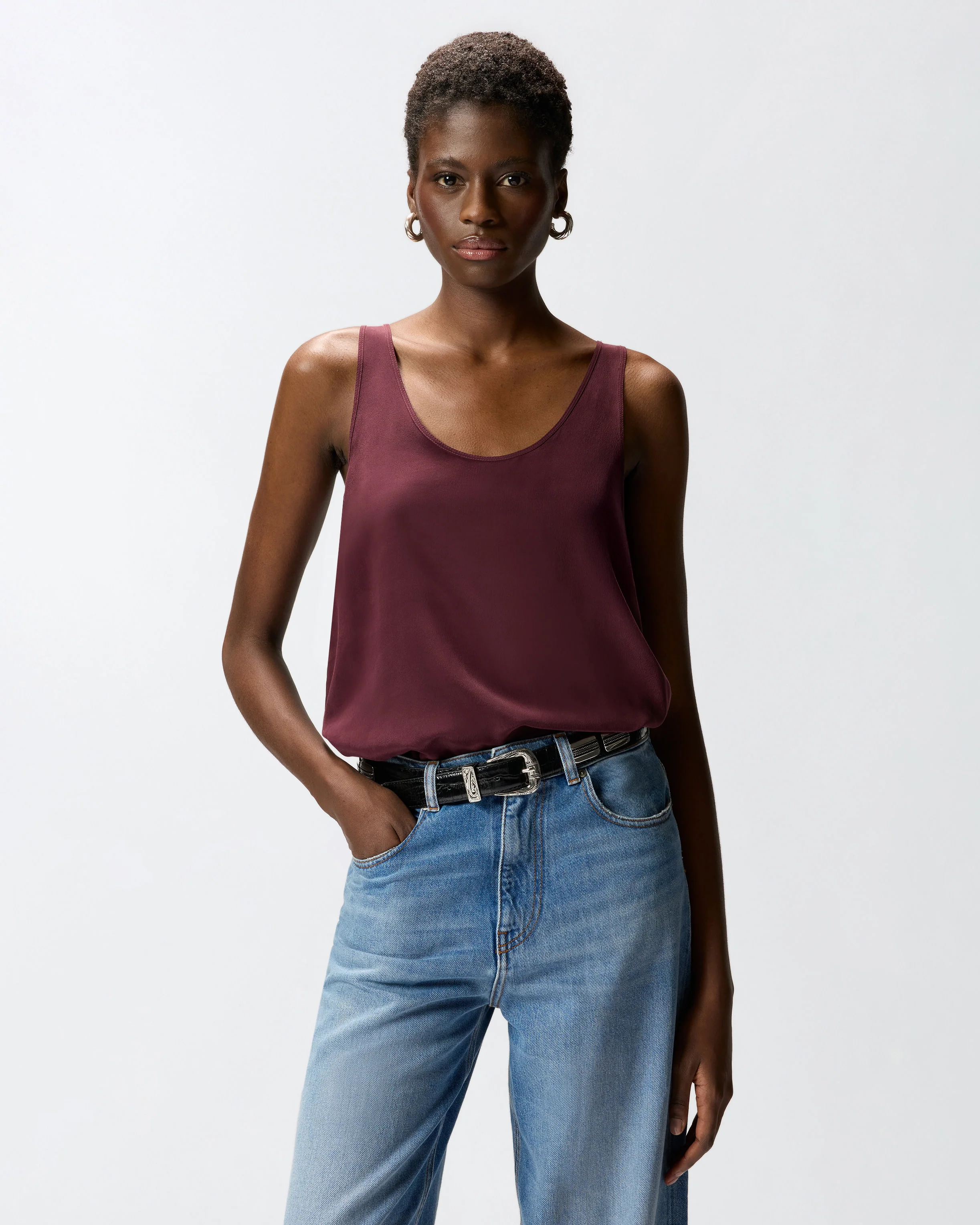 Top a canotta in seta sand wash