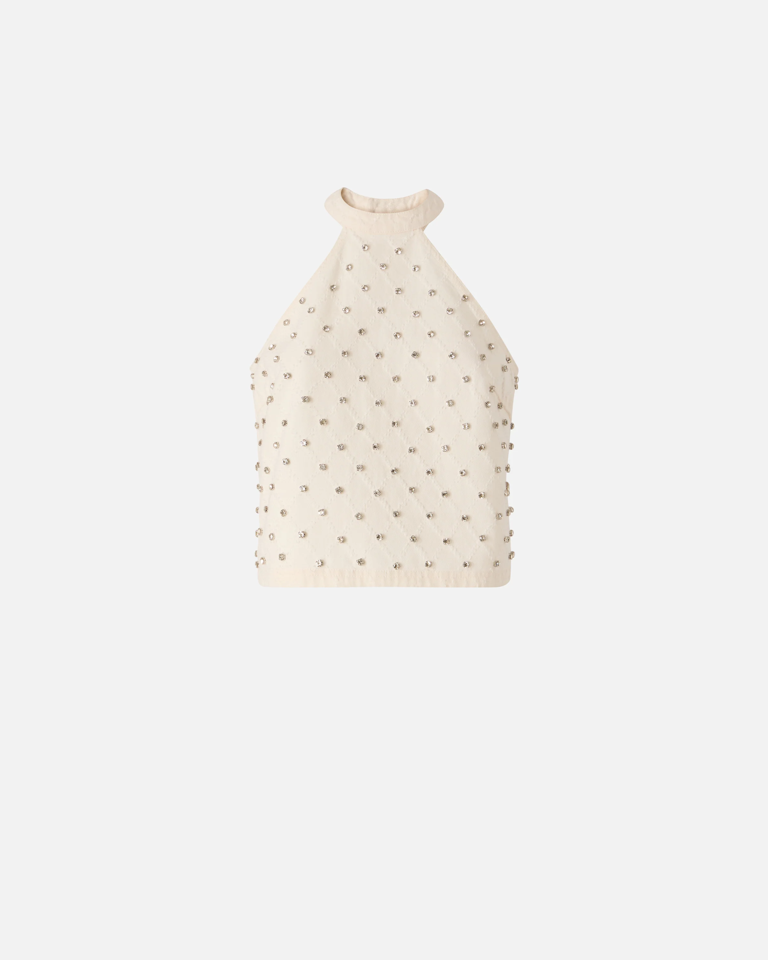 Top all'americana con disegno rombi e strass - Image 5