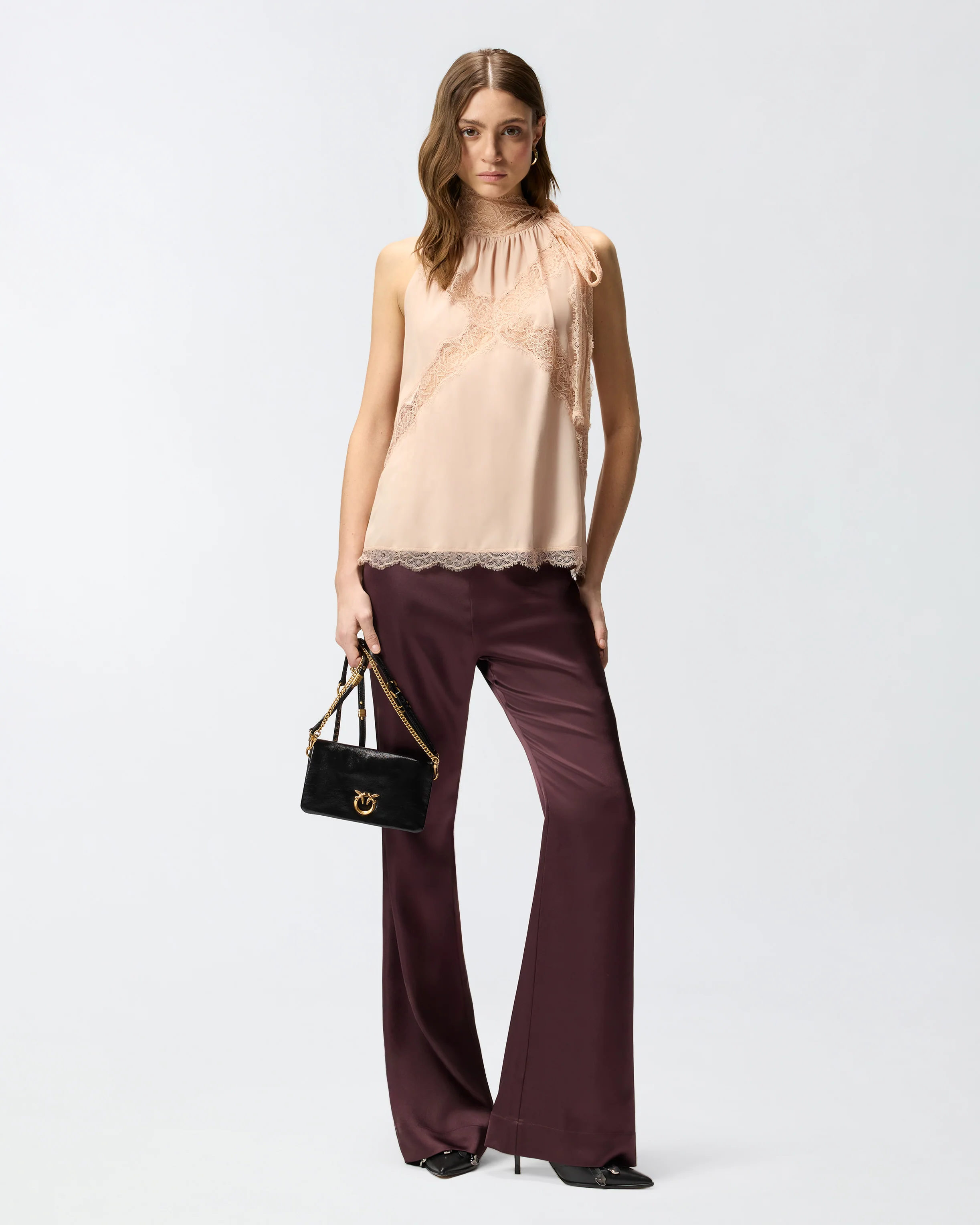 Top con scollo all'americana e pizzo - Image 2