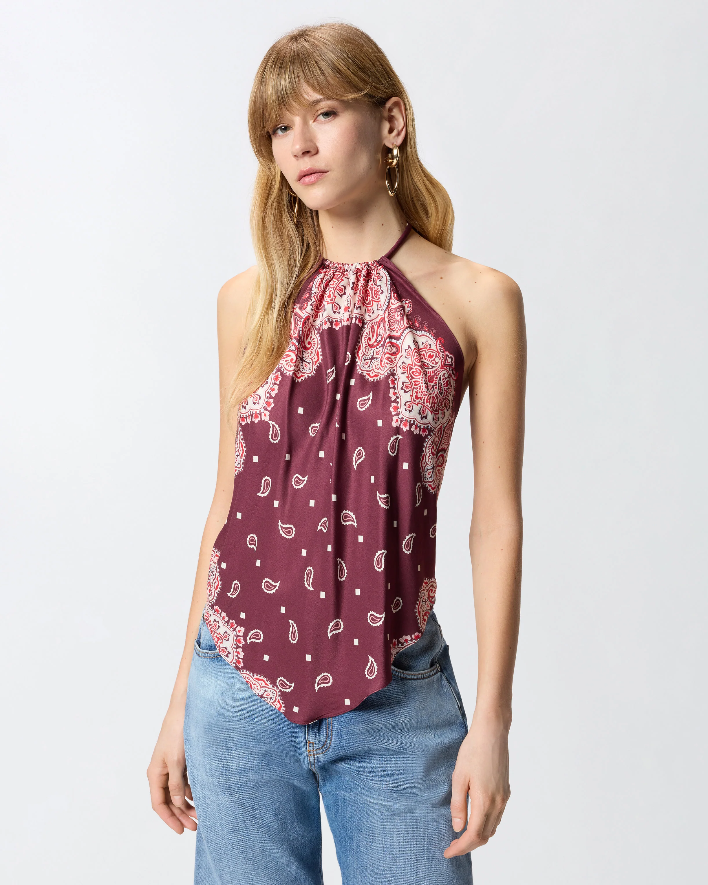 Top copricostume con laccetti e stampa bandana