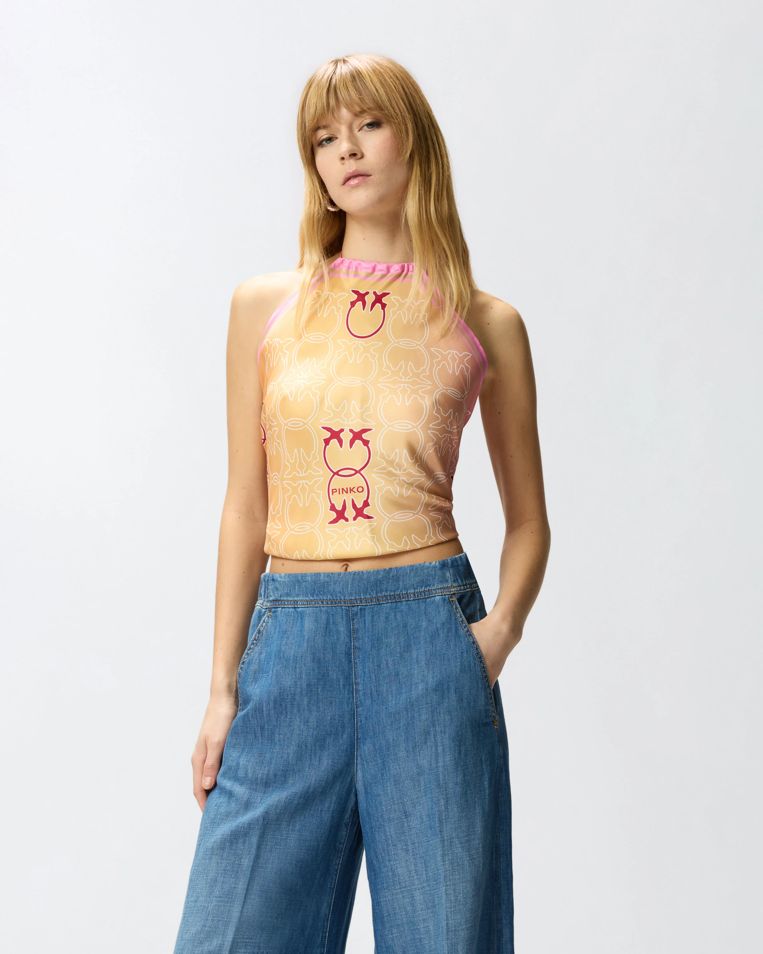 Top copricostume con logo Love Birds