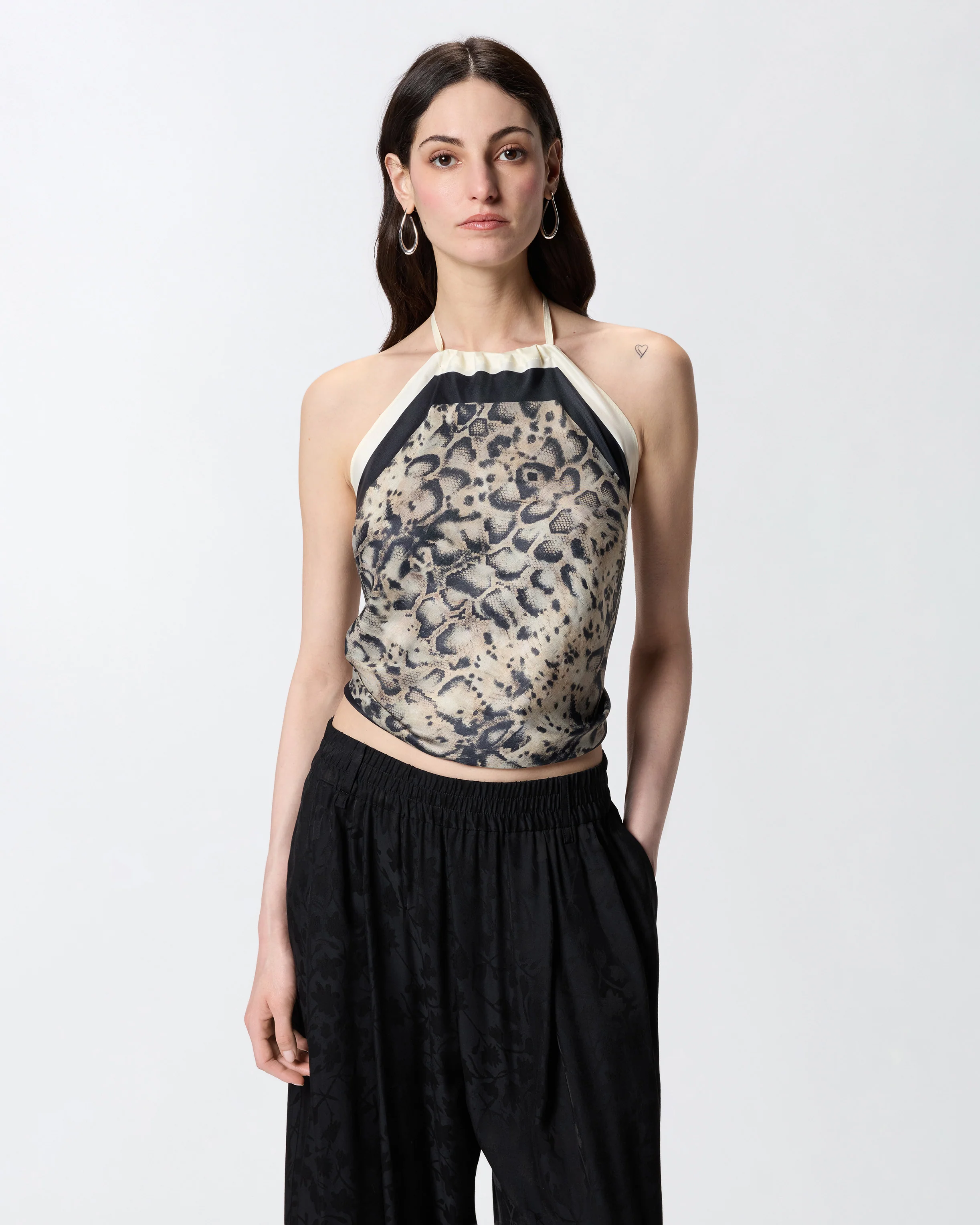 Top copricostume con stampa snake