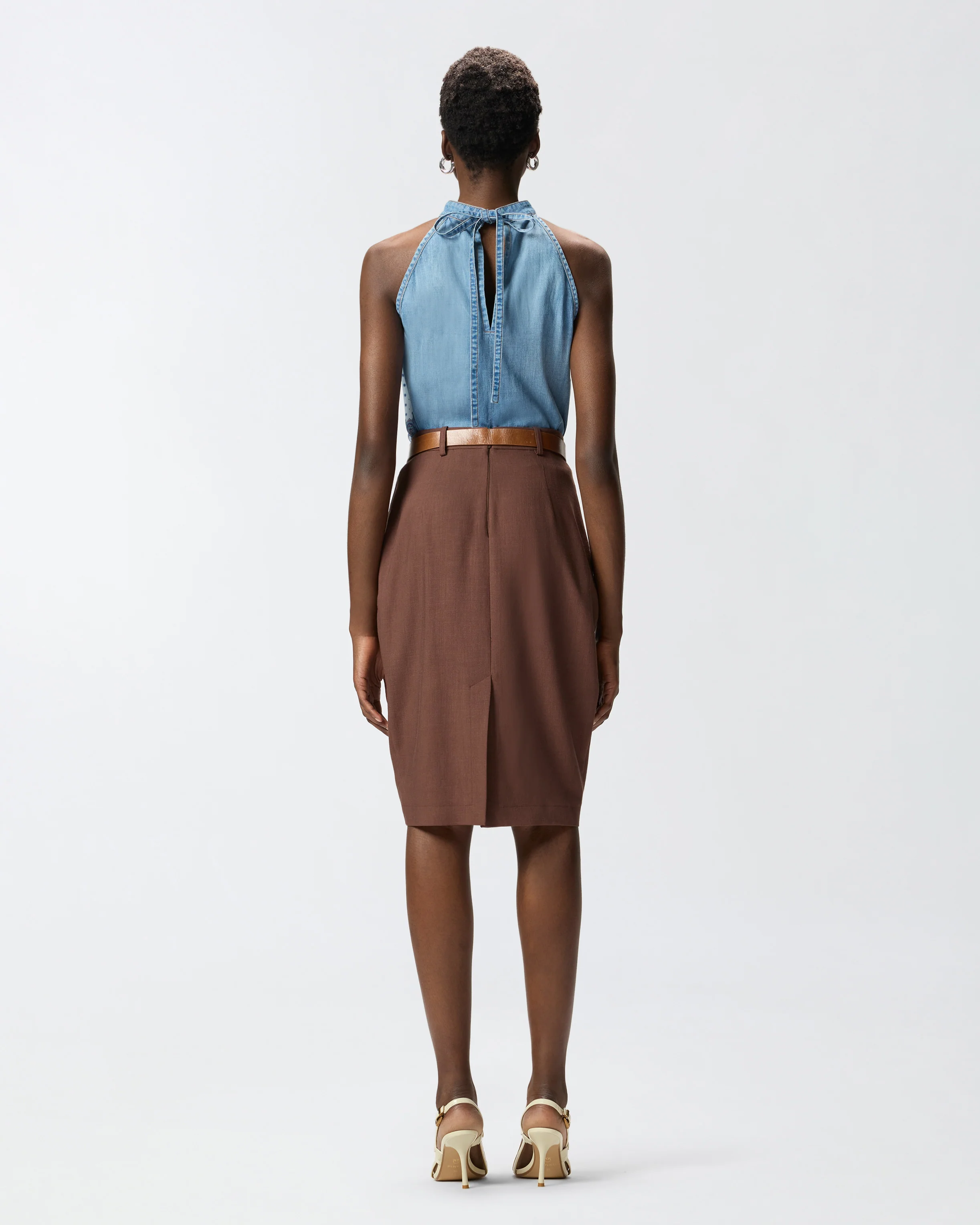 Top in denim con stampa foulard - Image 3