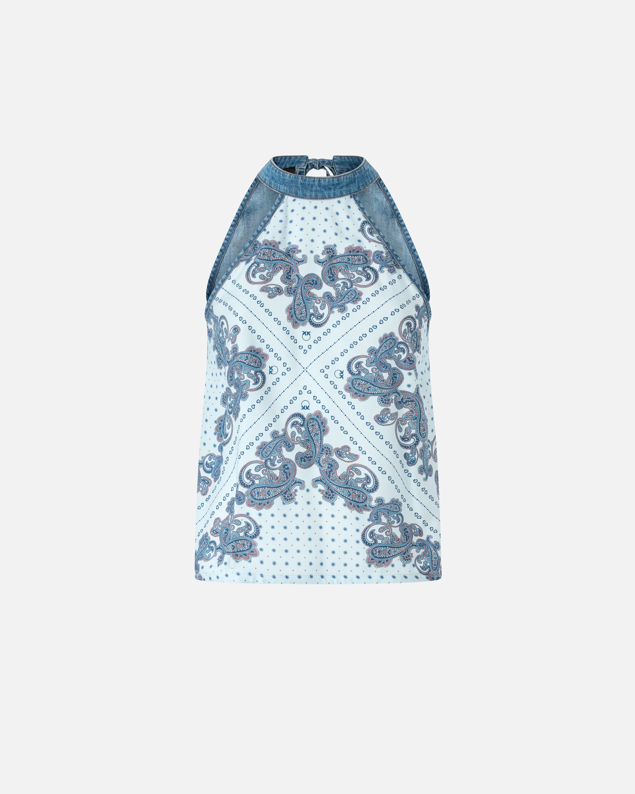 Top in denim con stampa foulard - Image 5