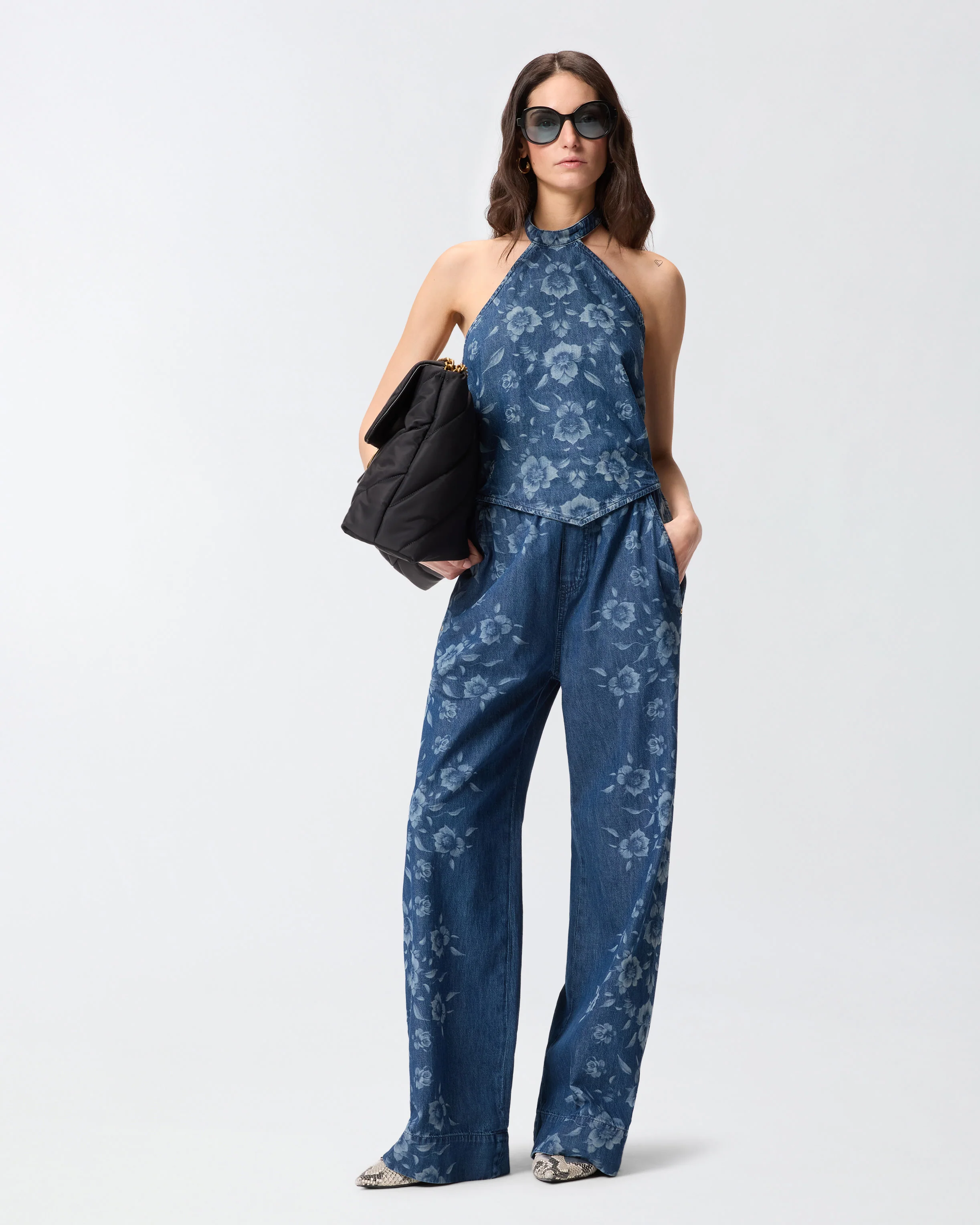 Top in denim floreale - Image 2