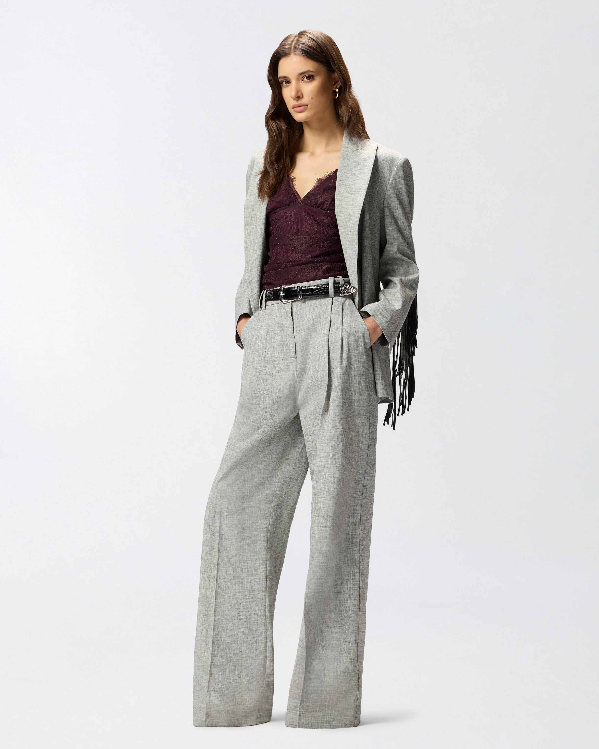 Top in pizzo floreale con spalline - Image 2
