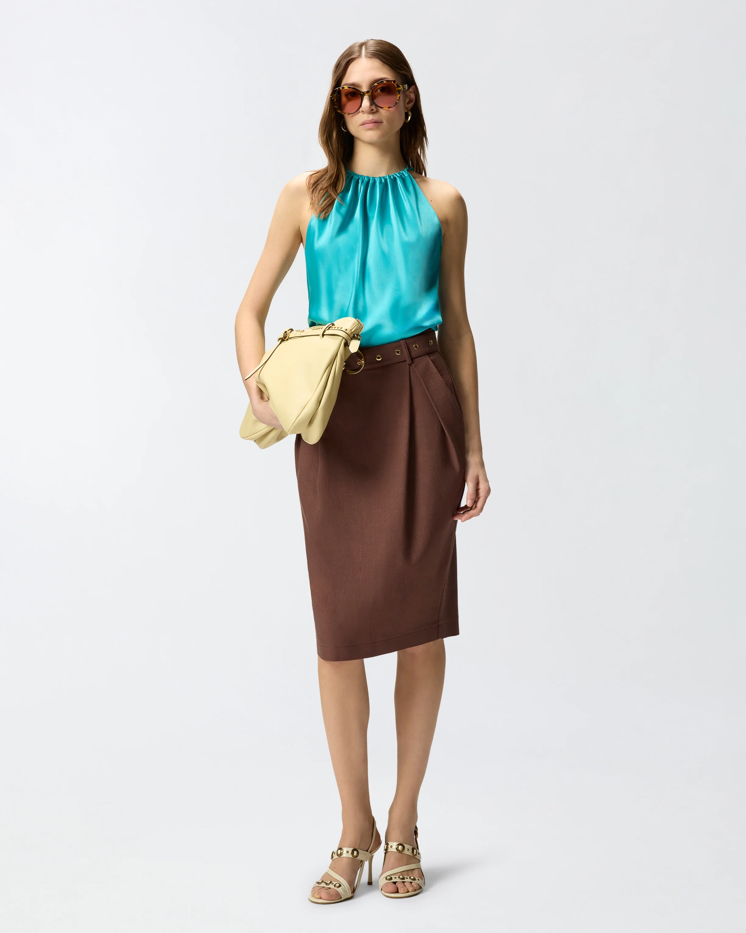 Top in satin con scollo all'americana - Image 2