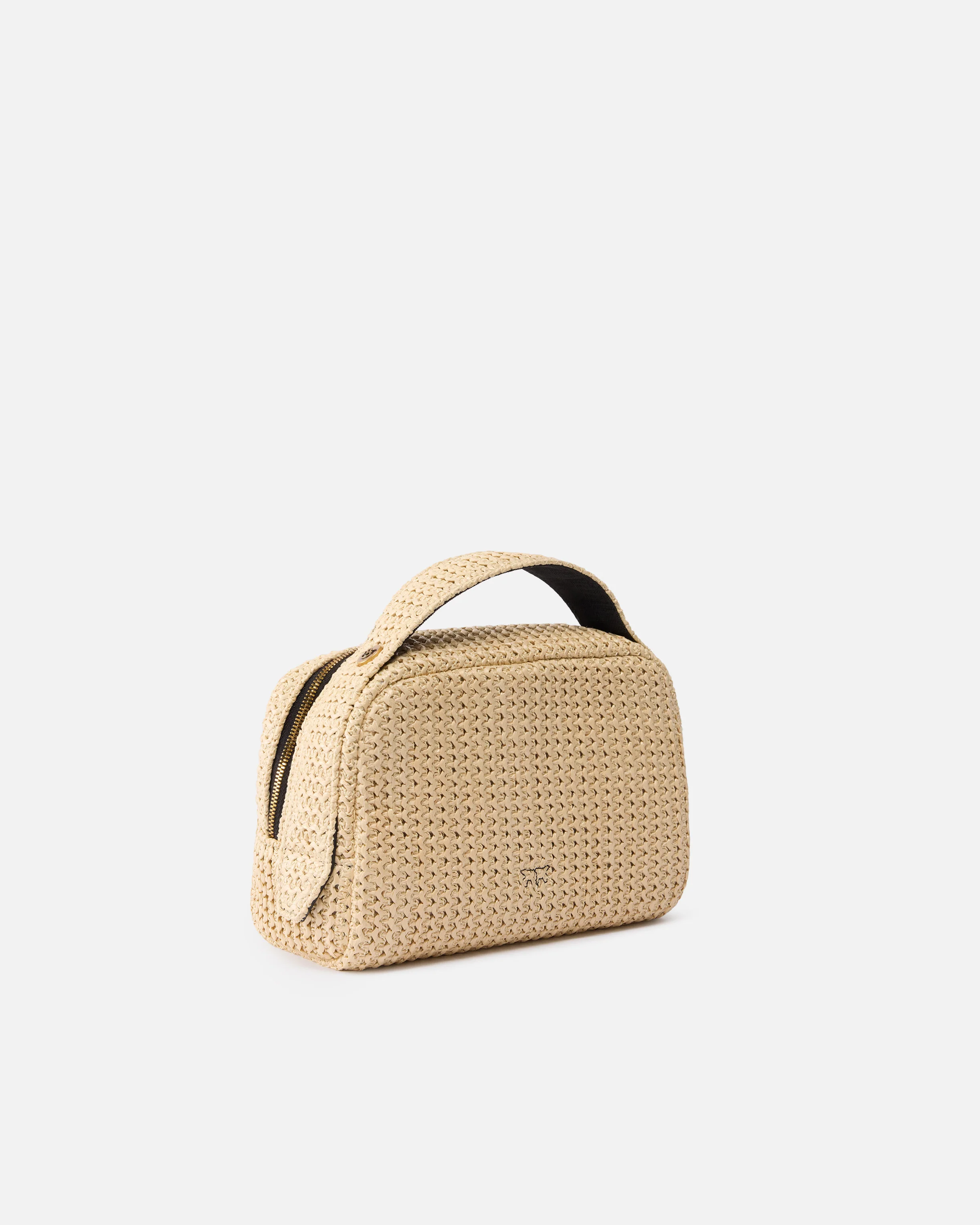 Trousse piccola in rafia con logo e manico - Image 2