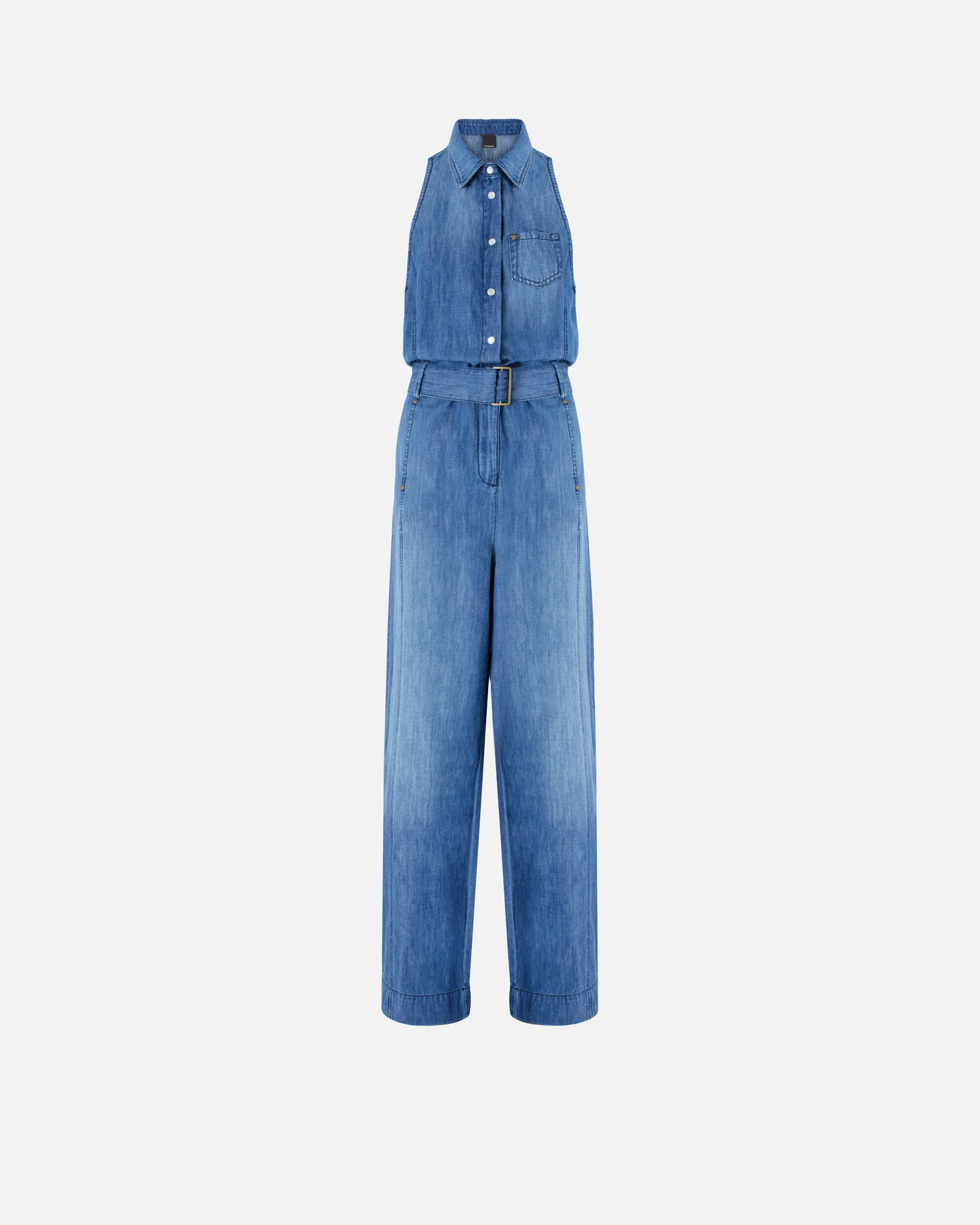 Tuta intera in denim con cintura - Image 5