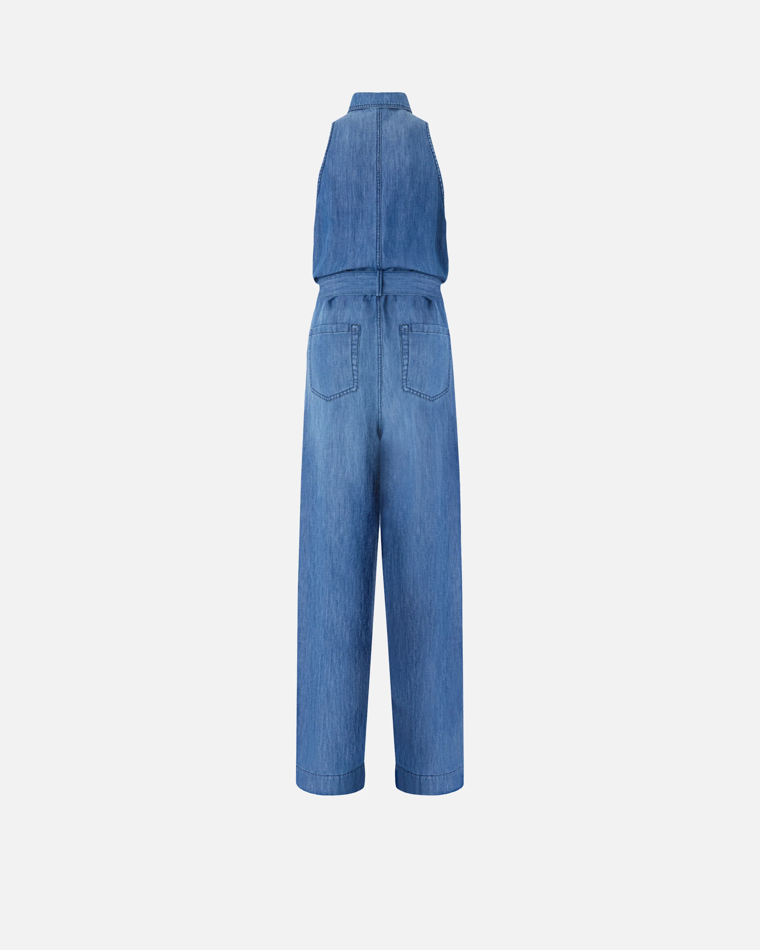 Tuta intera in denim con cintura - Image 6