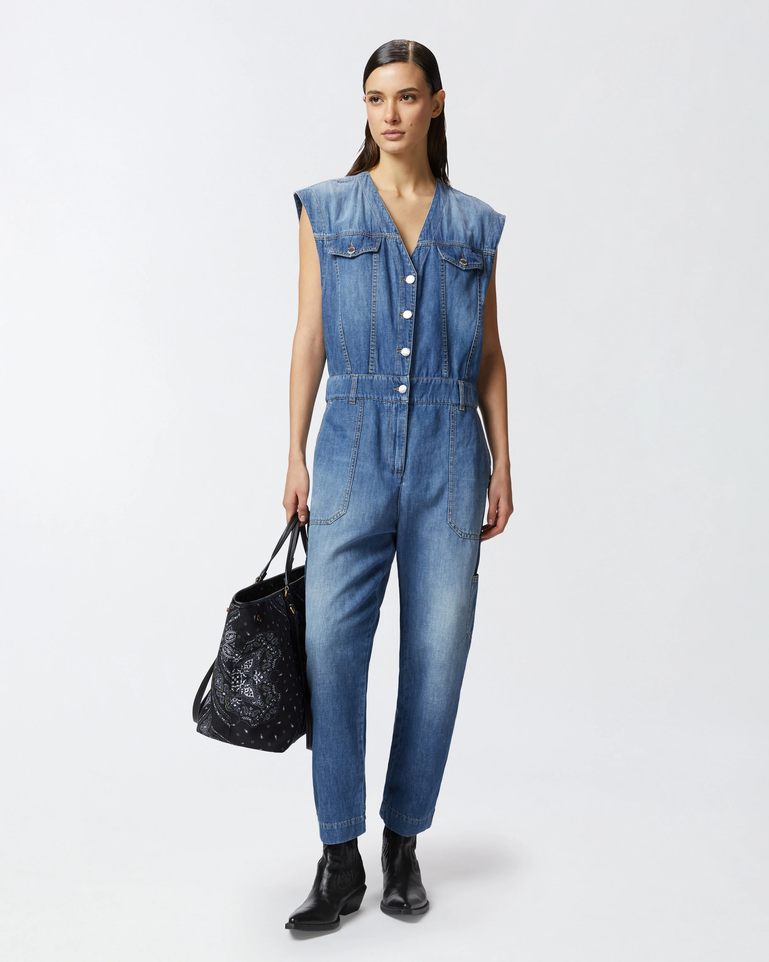 Tuta jeans senza maniche